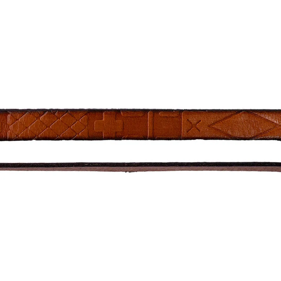 10mm Embossed South Western Leather - Burnt Orange by the Inch