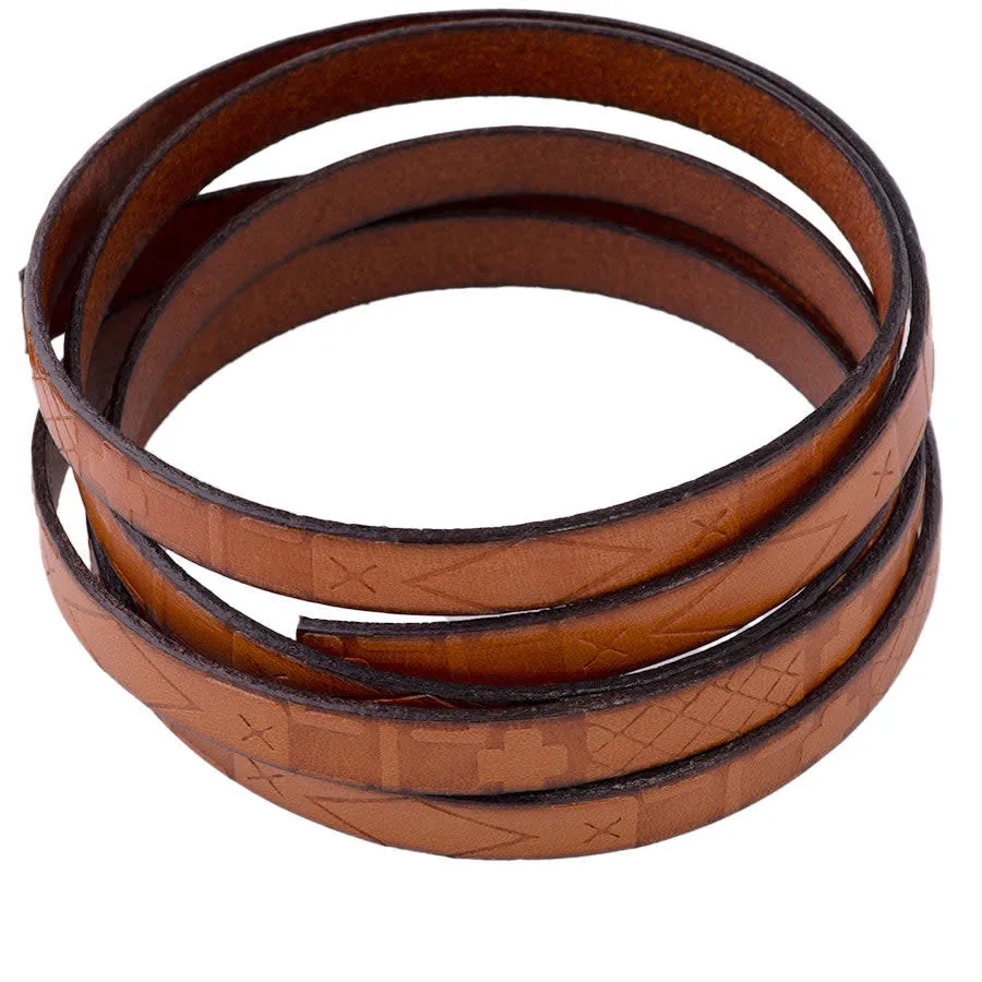 10mm Embossed South Western Leather - Burnt Orange by the Inch