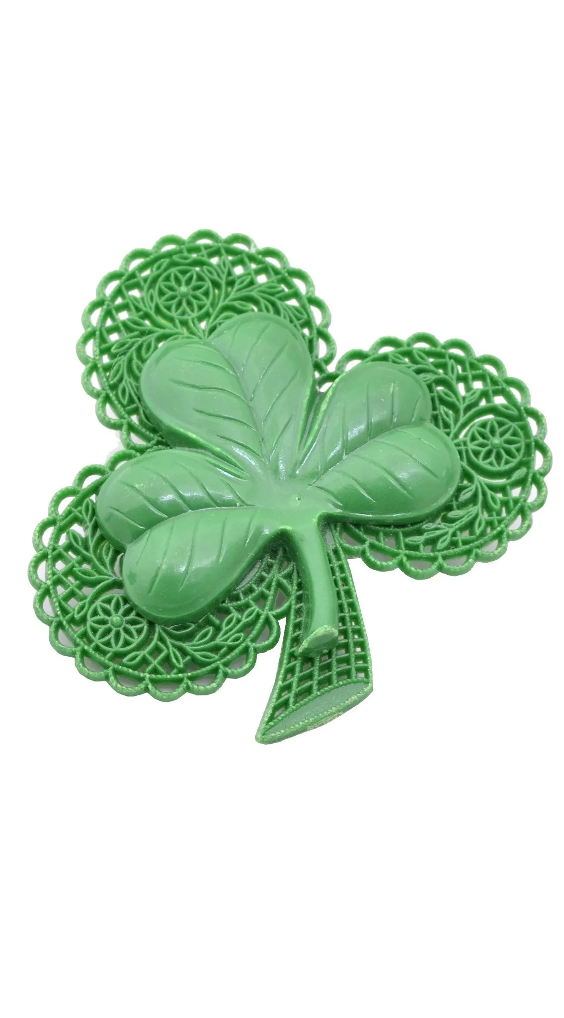 1940s Vintage Green Shamrock Brooch Pin with Earrings