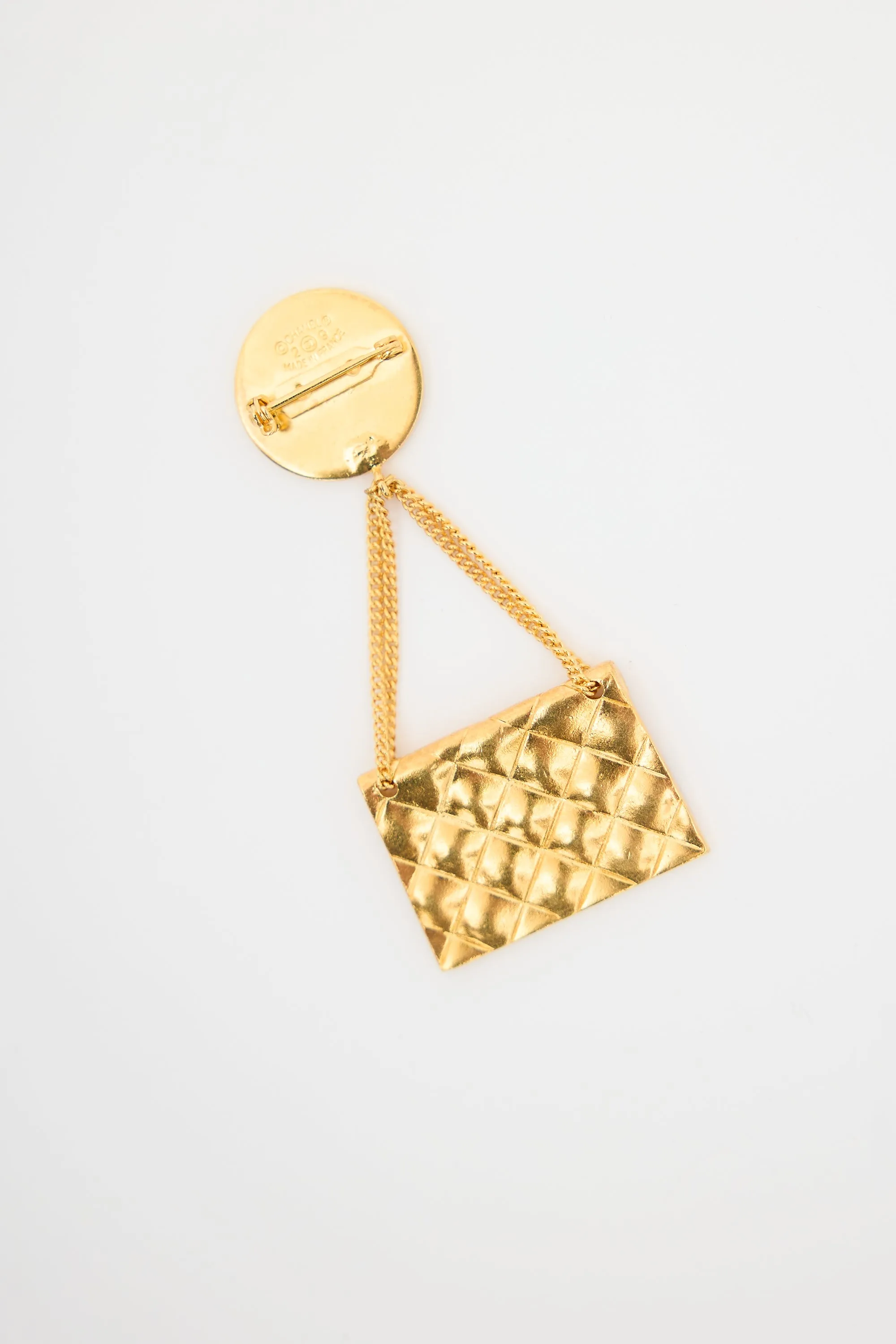 1990s Gold Coin Flap Bag Brooch