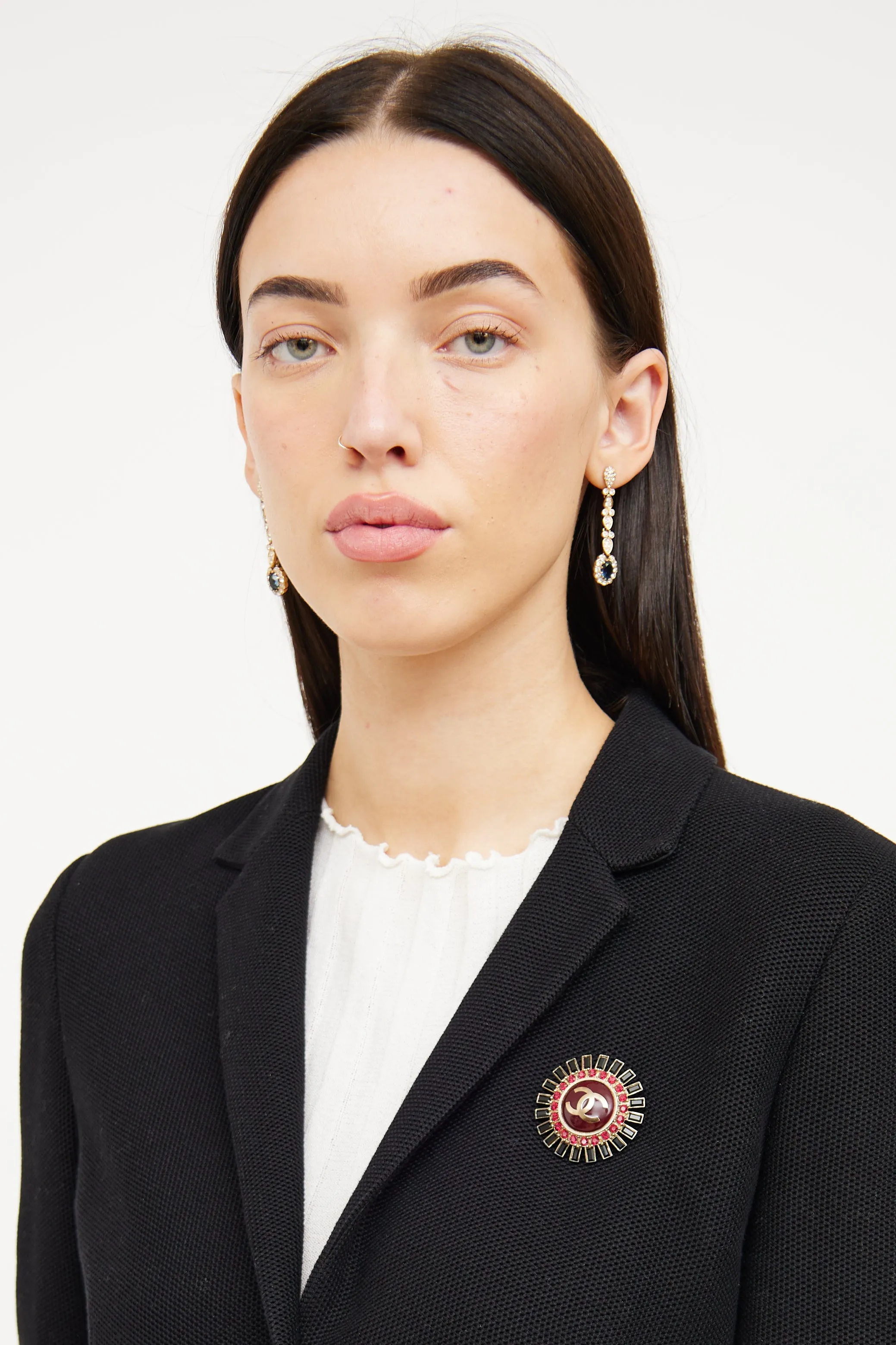 2007 Red & Black CC Crystal Brooch