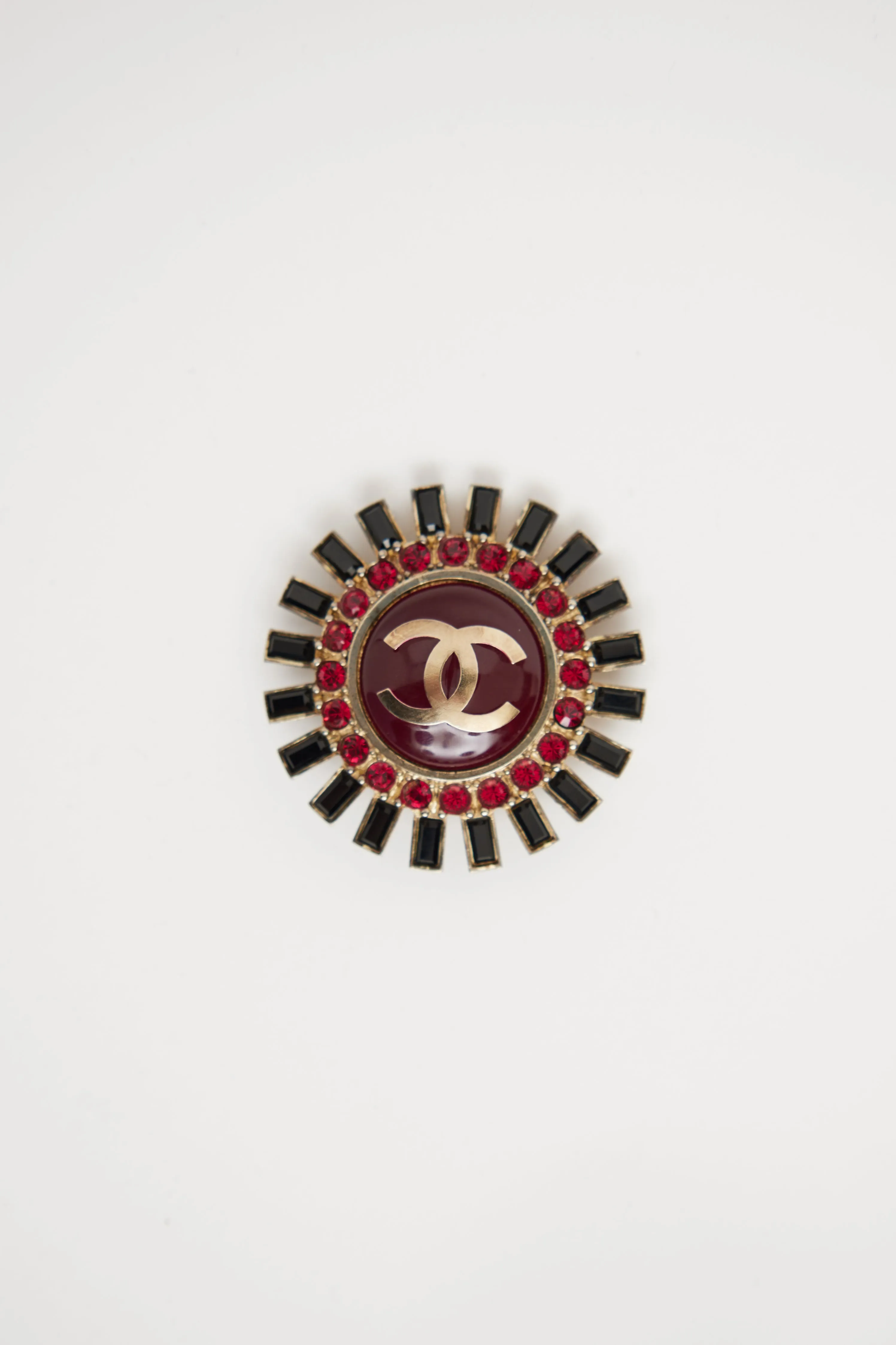 2007 Red & Black CC Crystal Brooch