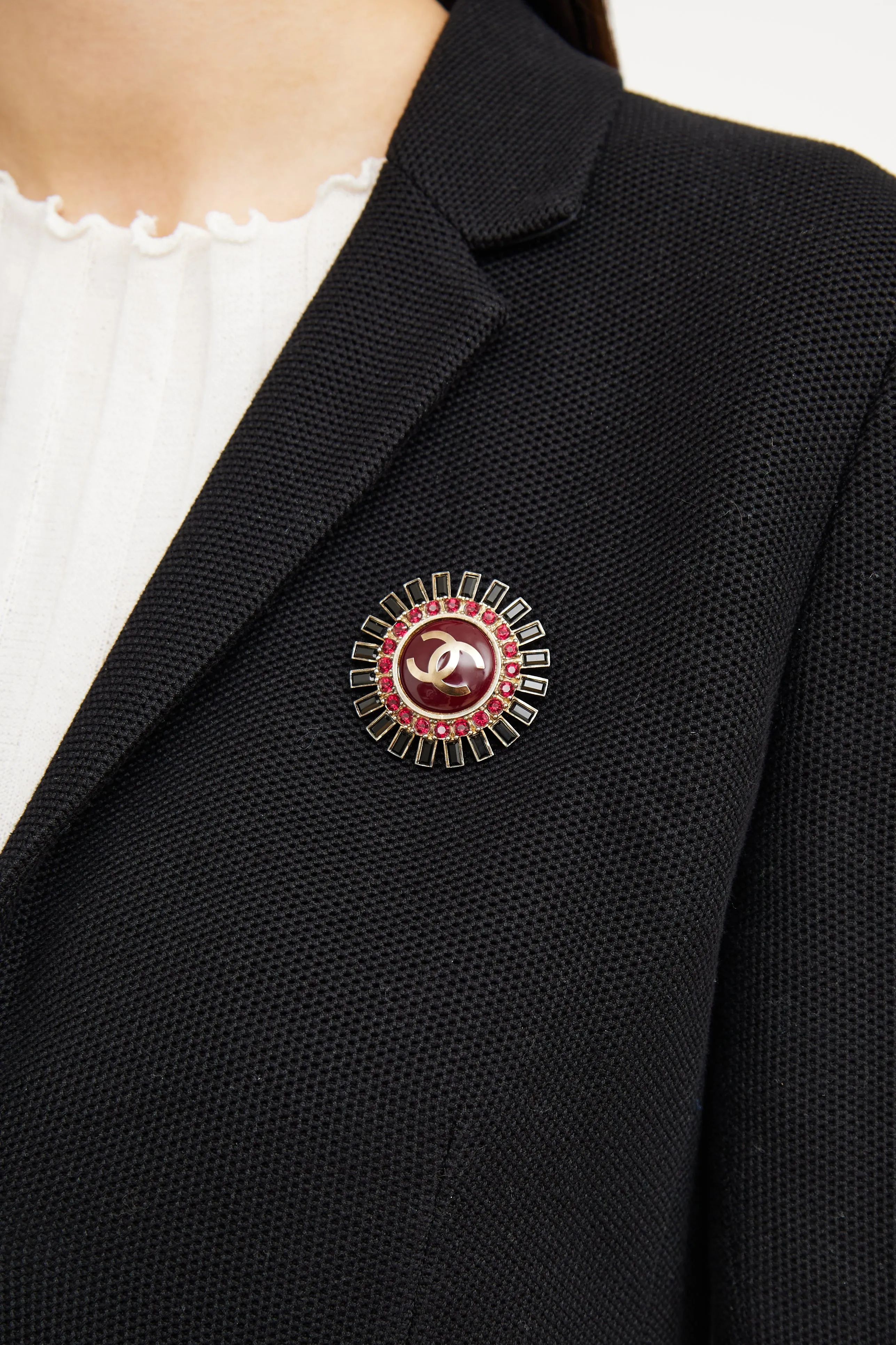 2007 Red & Black CC Crystal Brooch