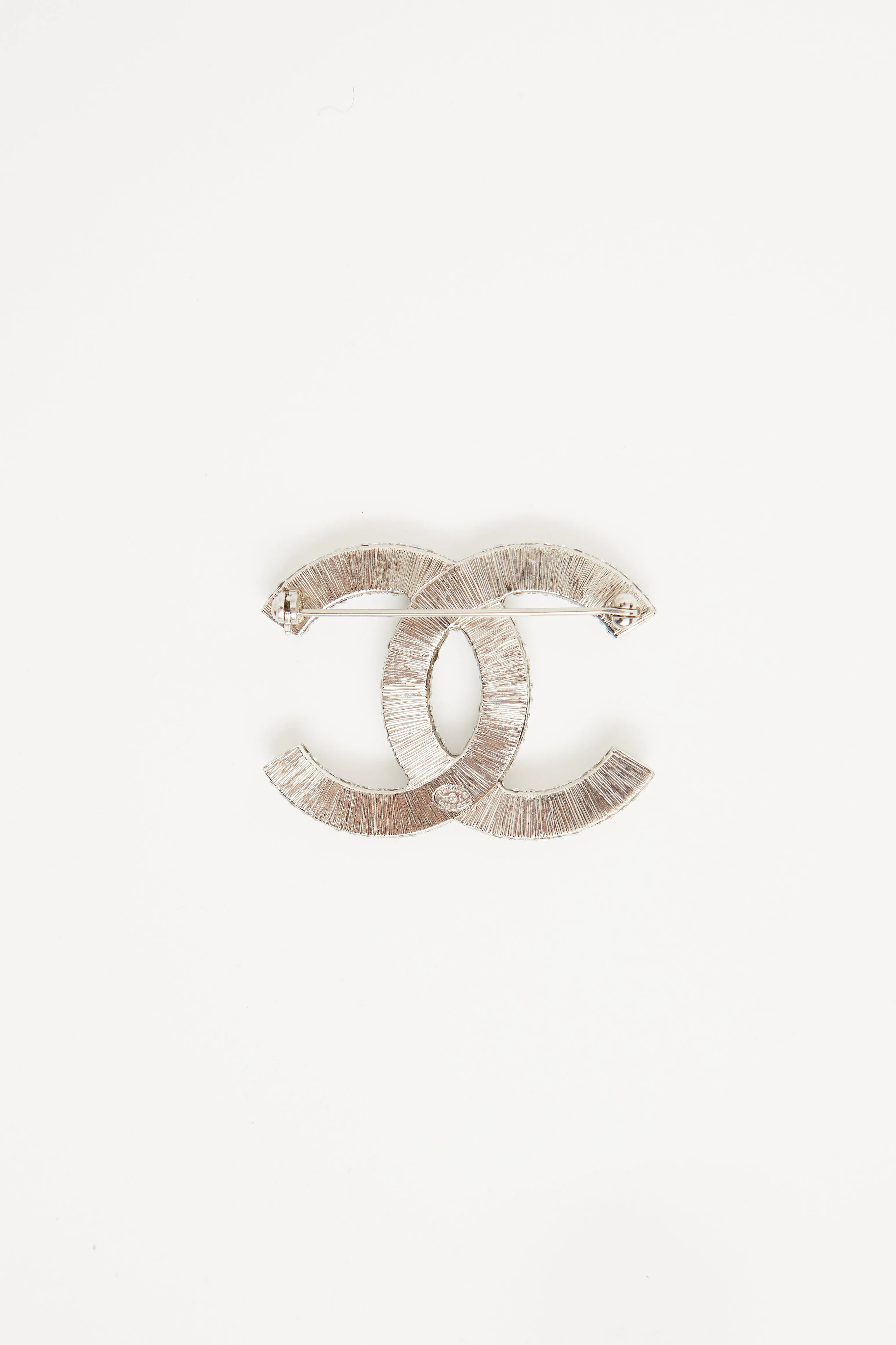 2018 Silver Tone Crystal CC Brooch