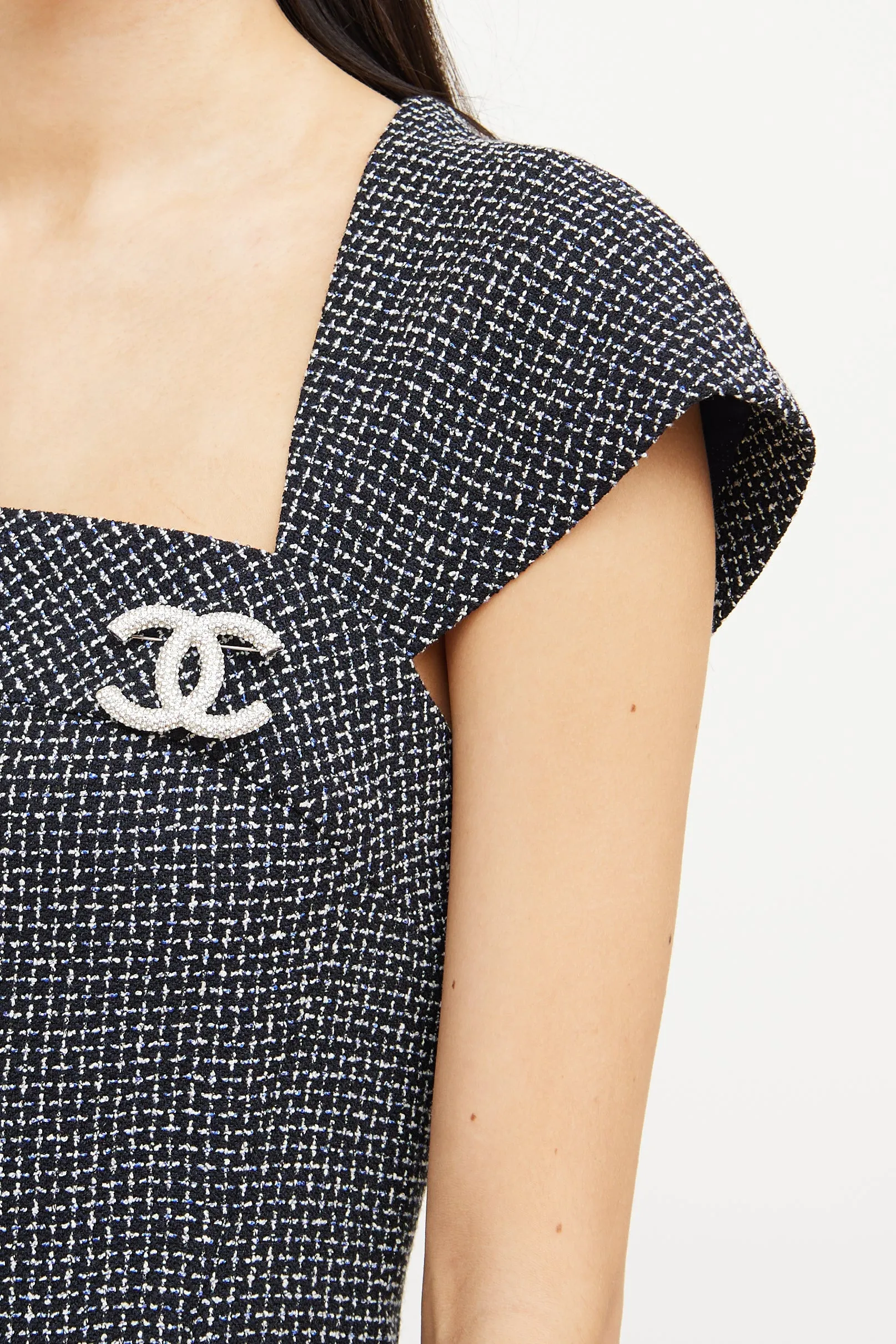 2018 Silver Tone Crystal CC Brooch