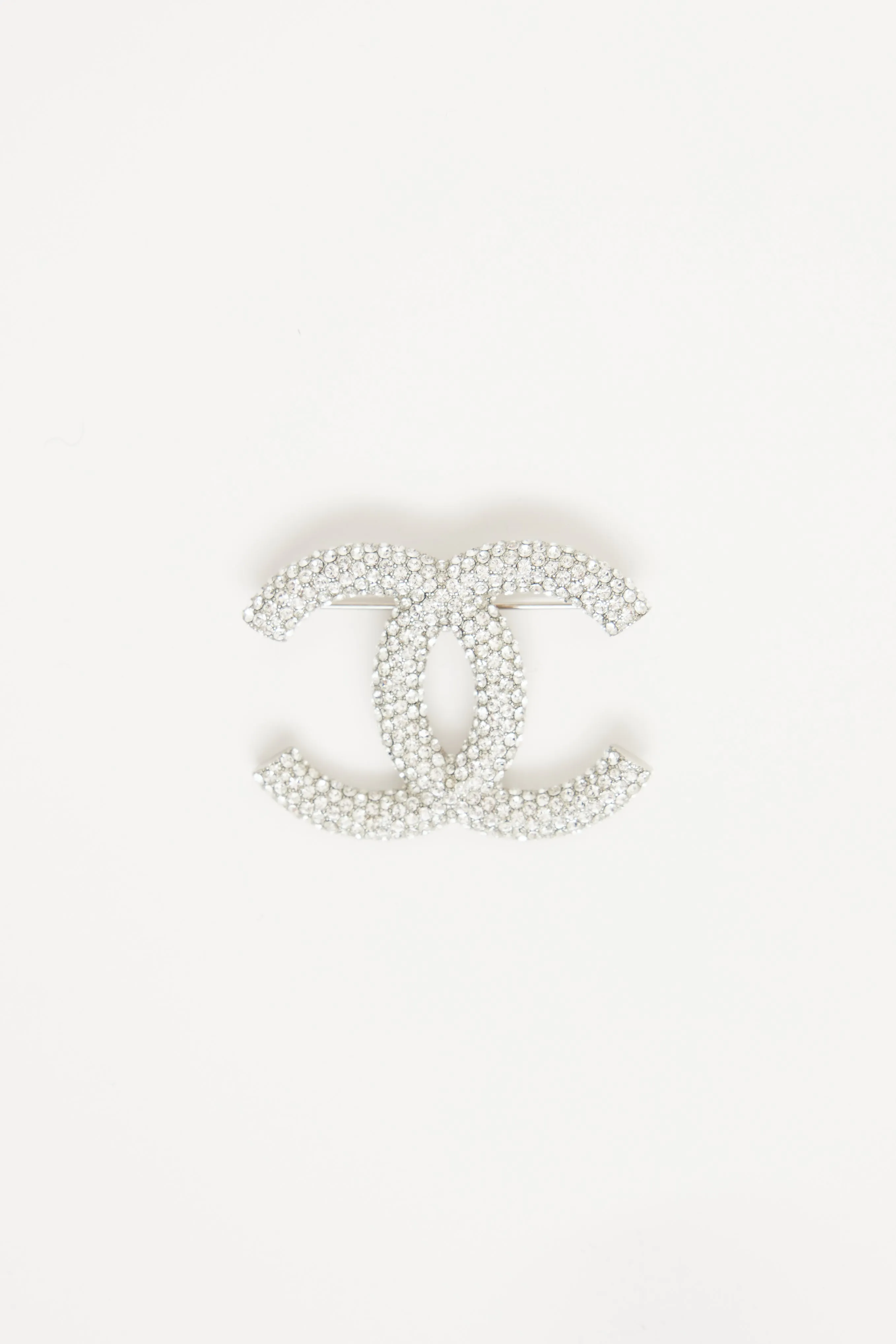 2018 Silver Tone Crystal CC Brooch