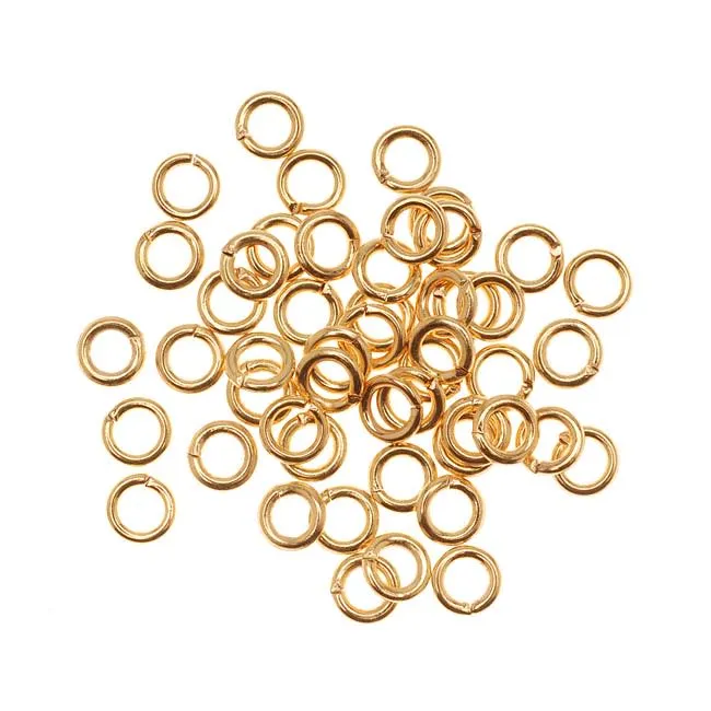 22K Gold Plated Open Jump Rings 5mm 18 Gauge (50 pcs)