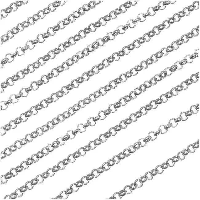 Antiqued Silver Plated Rolo Chain, 3mm, by the Foot