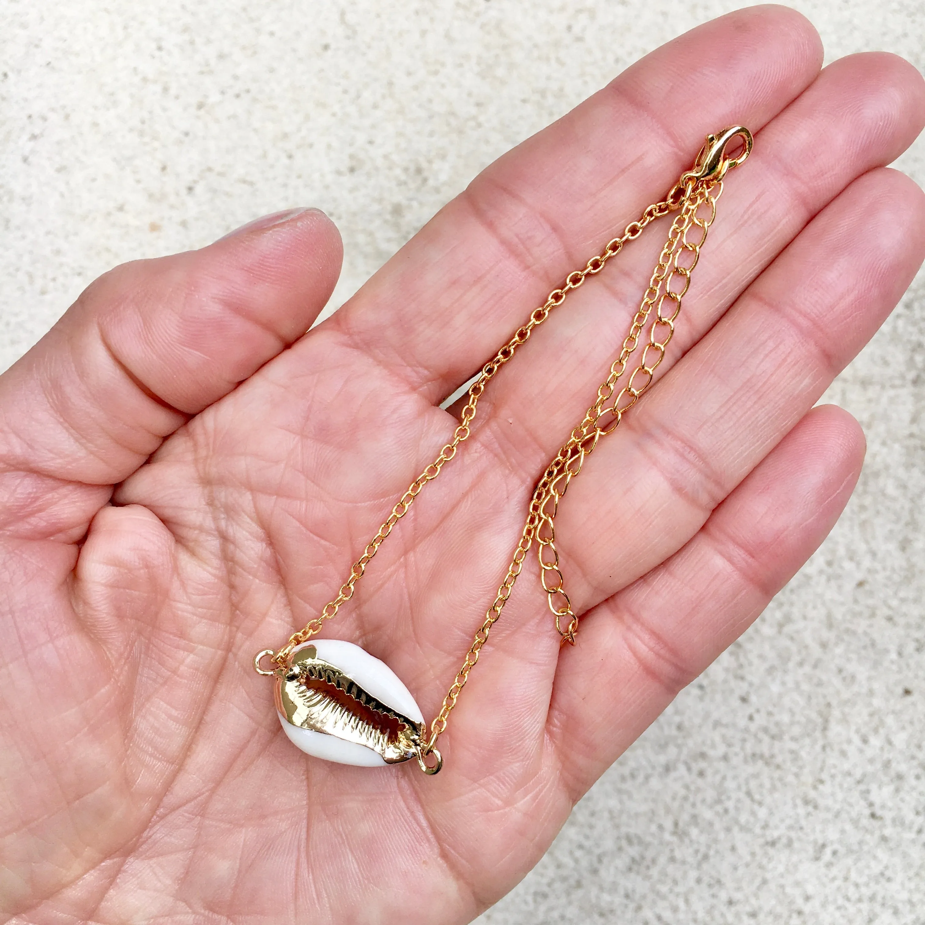 Arlo Cowry Shell 14K Gold Plated Anklet