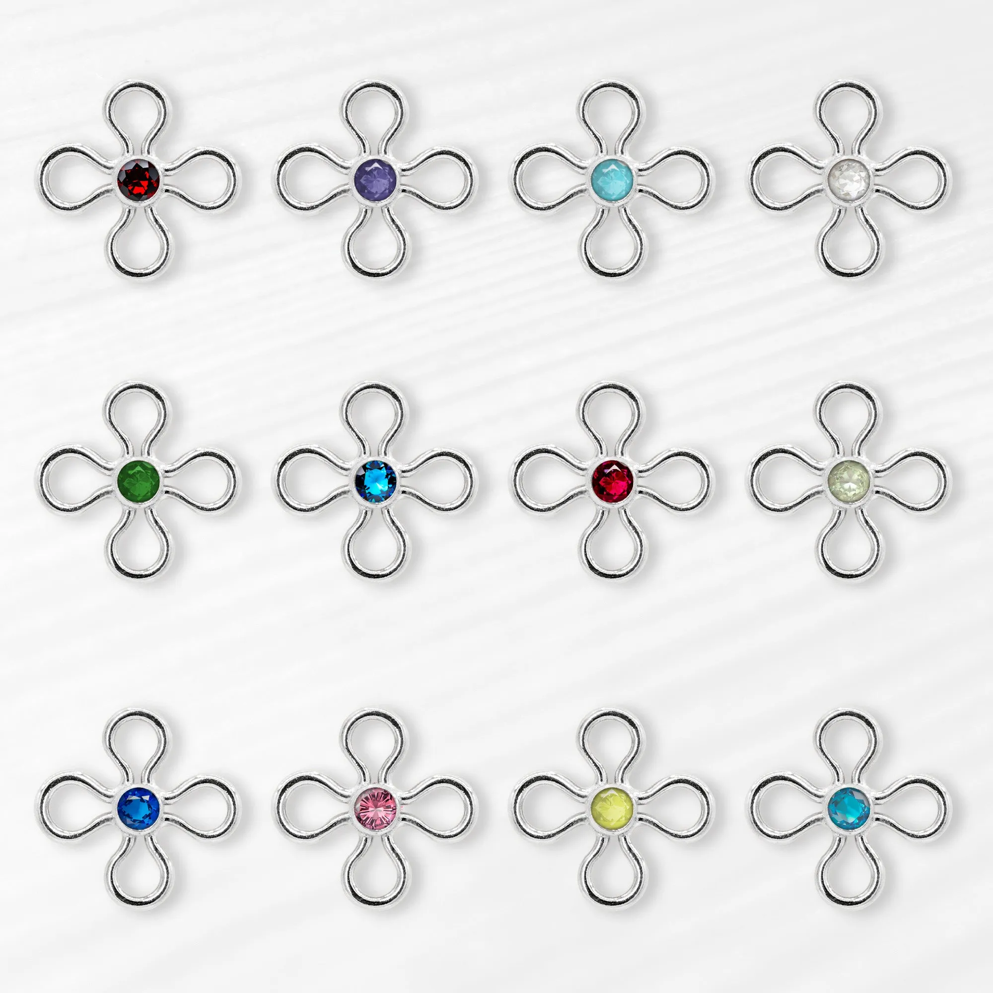 Birthstone Flower Connectors | 10mm | .925 Sterling Silver