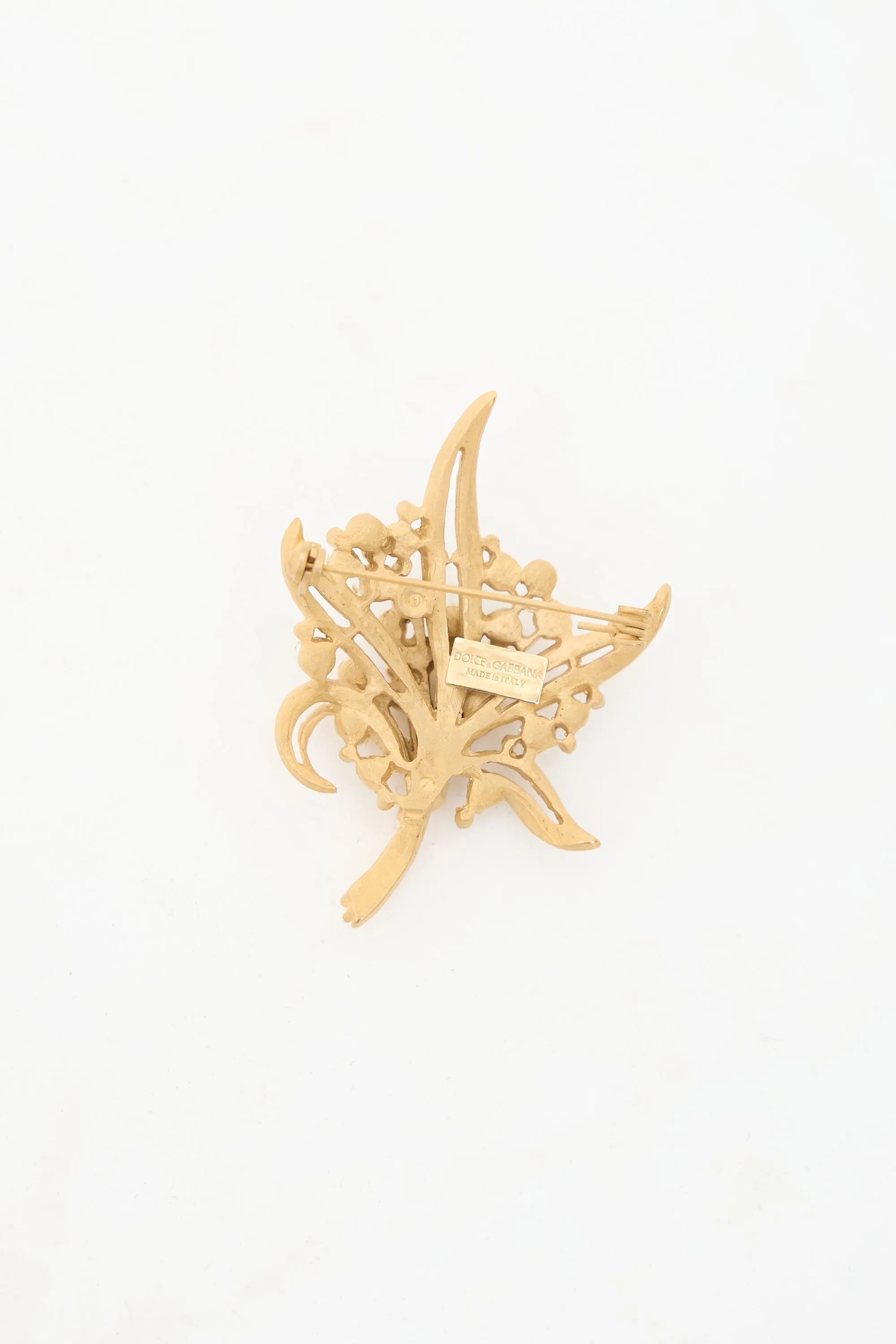 Brass & Pearl Flower Brooch