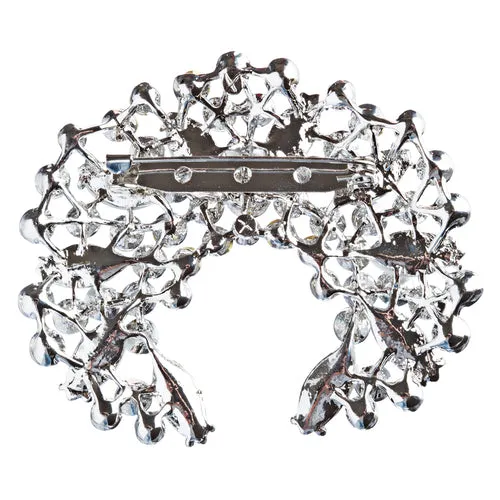 Bridal Wedding Jewelry Crystal Rhinestone Crescent Brooch Pin BH174 Silver
