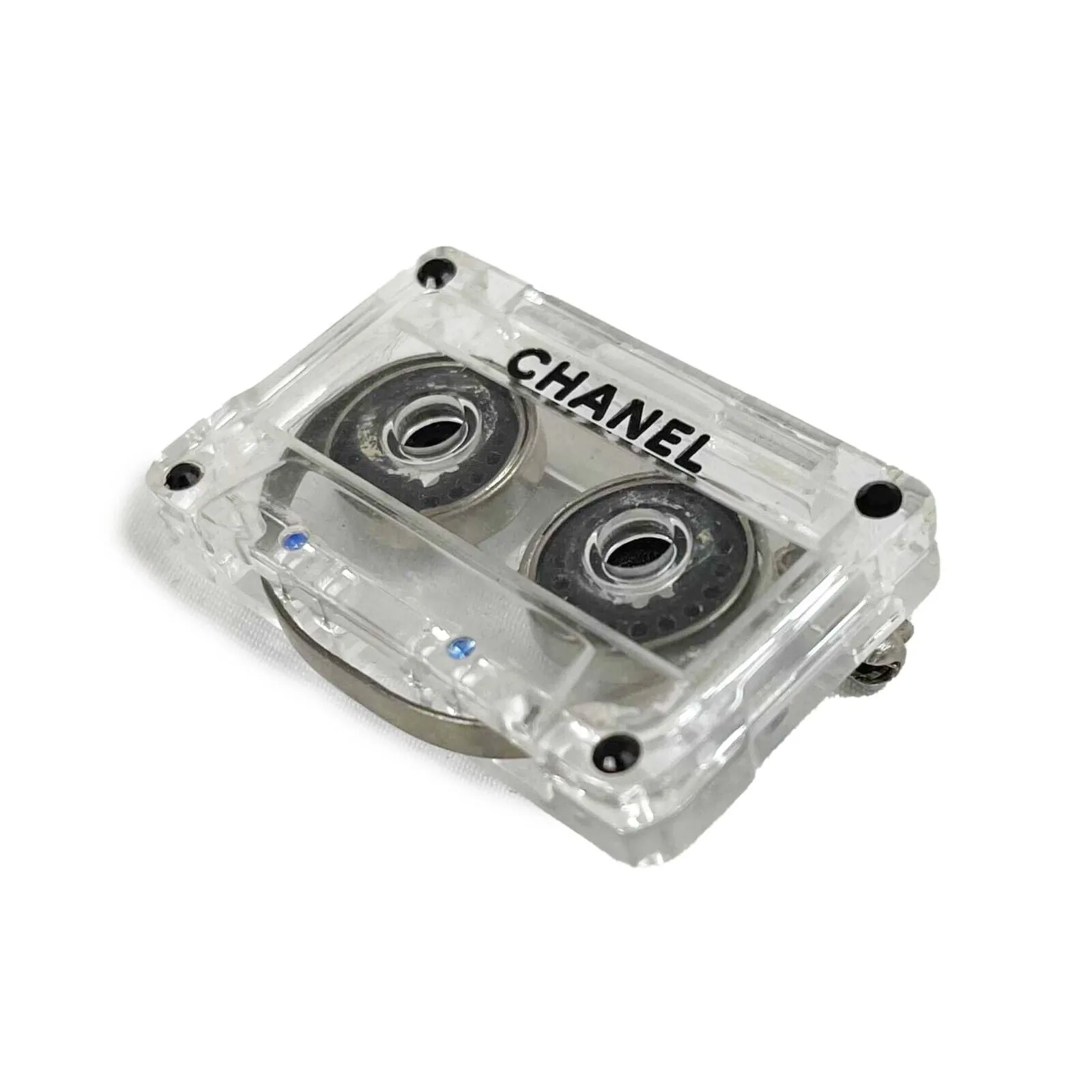 CHANEL 04P '' Cassette Tape - Resin / Black Brooch