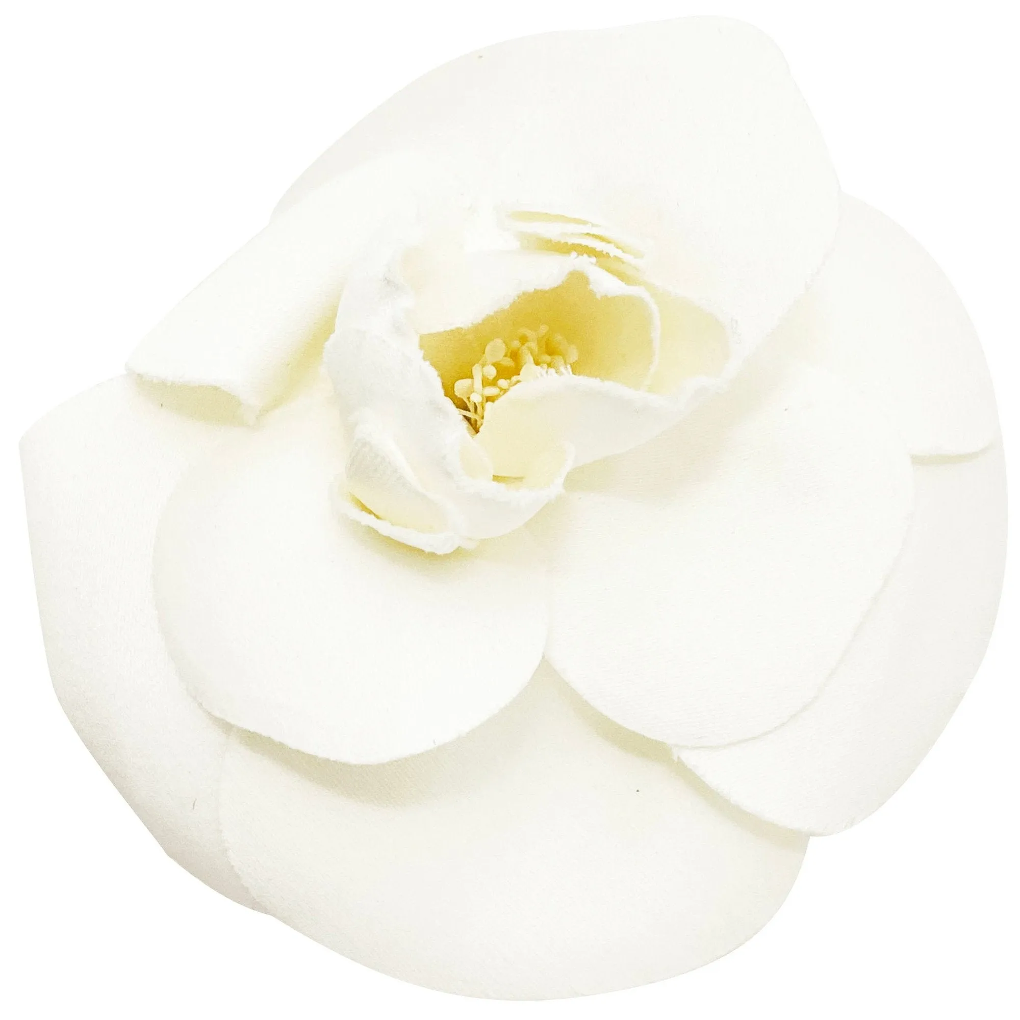 CHANEL Brooch Camellia Corsage Fabric Ivory White Flower Ladies