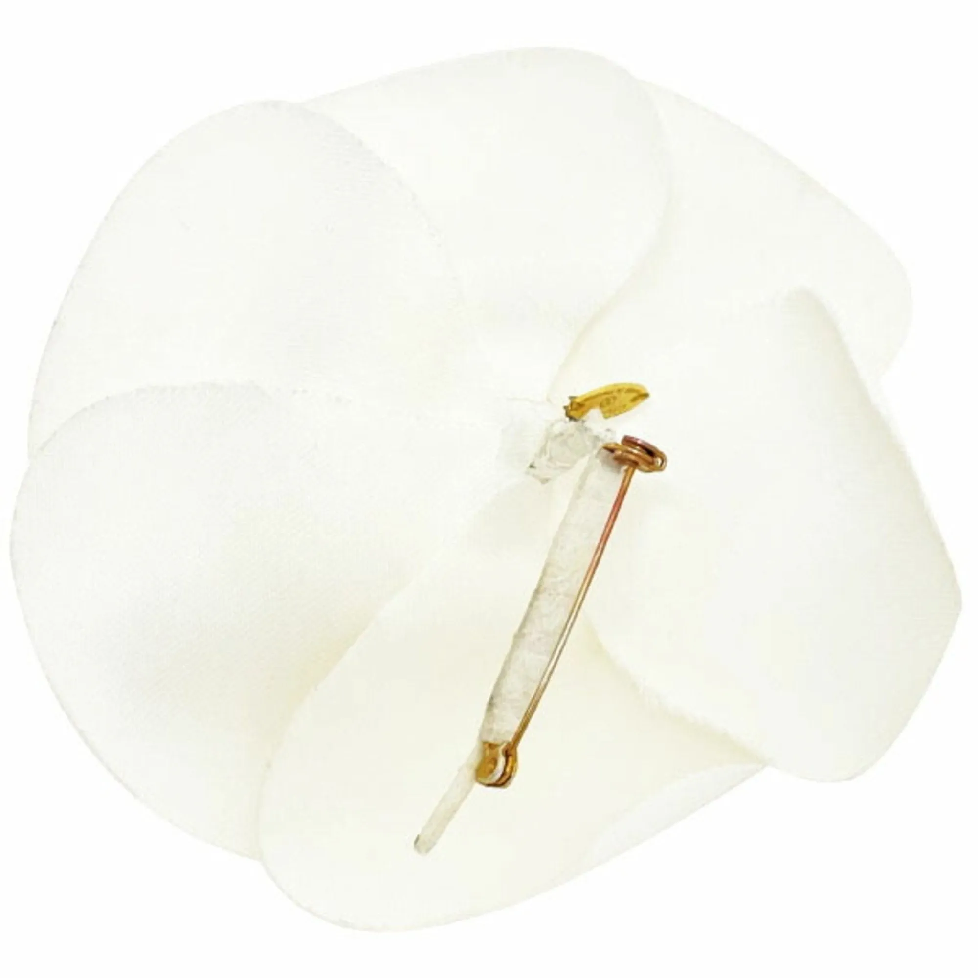CHANEL Brooch Camellia Corsage Fabric Ivory White Flower Ladies