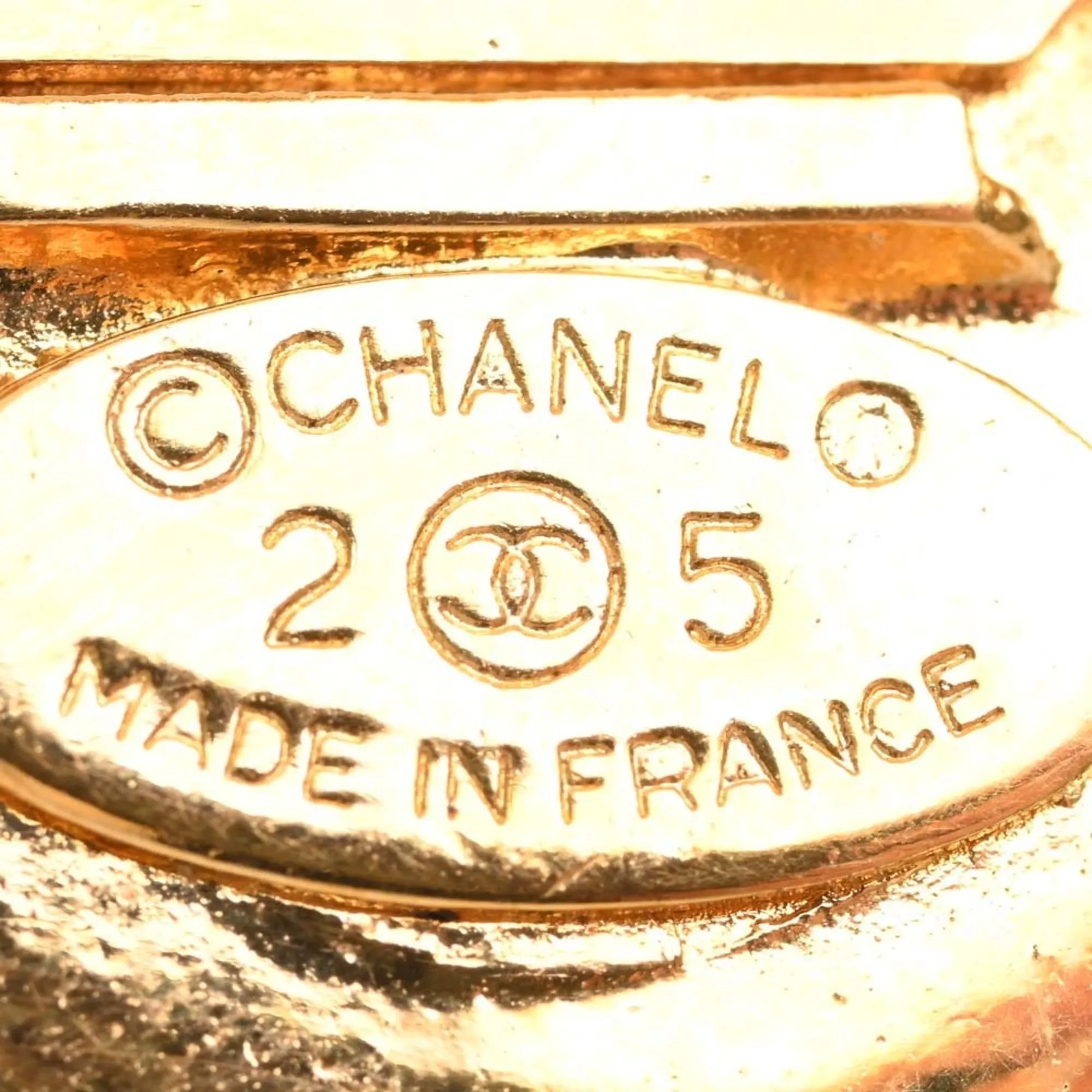 CHANEL Colored Stone Flower Motif Coco Mark Brooch Green Ladies