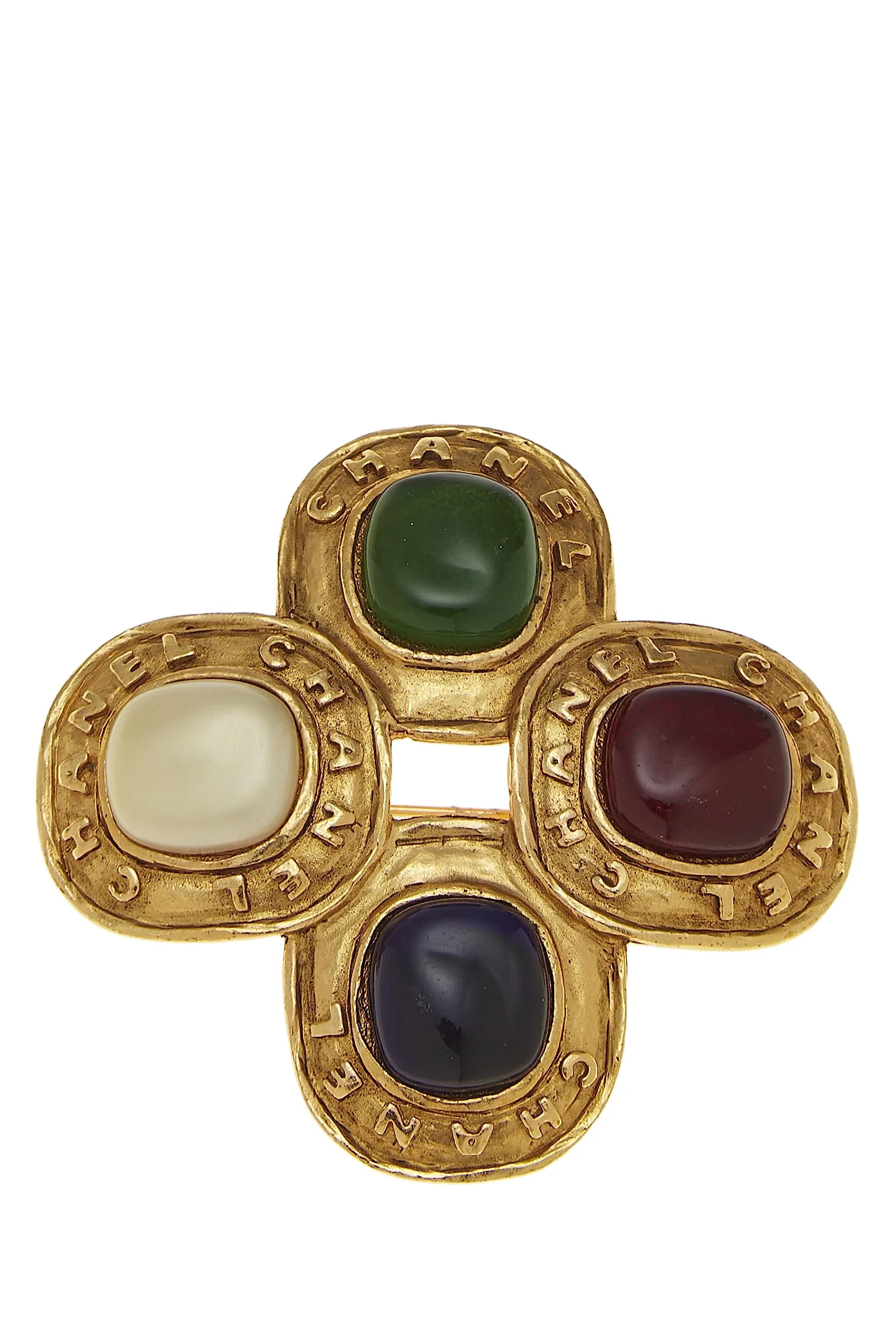 Chanel,  Gold & Multicolor Gripoix Pin, Multi