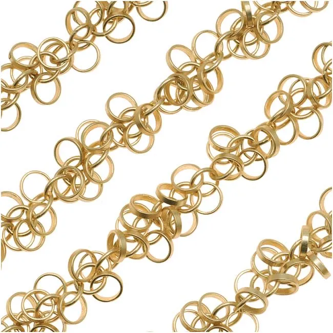 Charm Chain, Hoop Circles 5mm, Matte Gold Plated, by the Inch