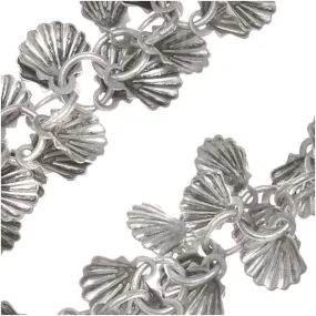 Charm Chain, Shell 7mm, Antiqued Silver Plated, by the Inch