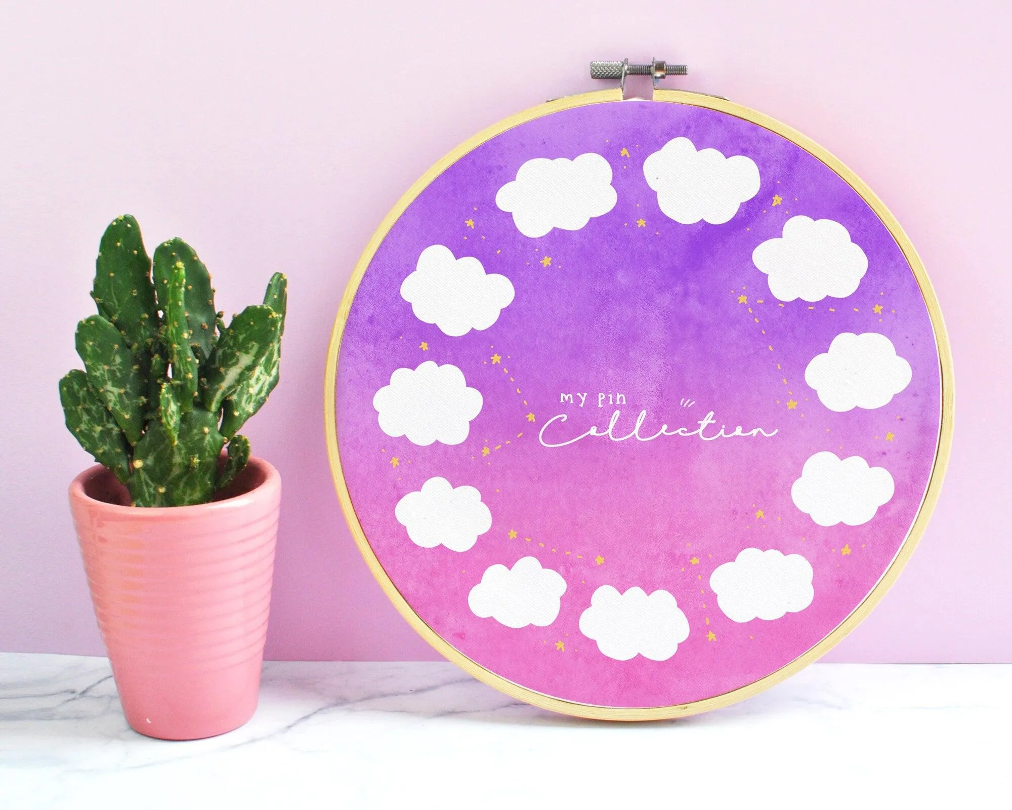 Cloud Enamel Pin Display Hoop | Custom Kawaii Pin Board | Dreamy Ombre Pin Holder | Personalised Pin Display