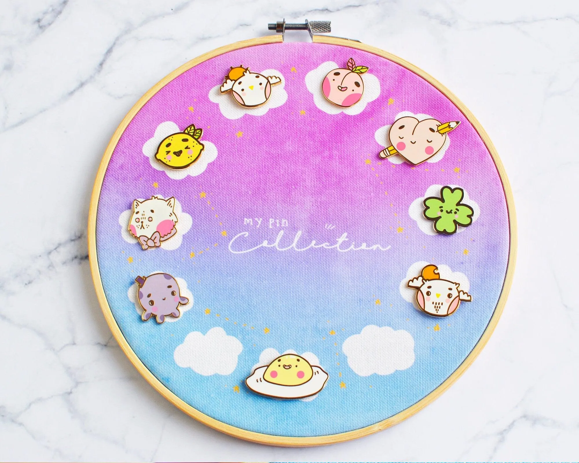 Cloud Enamel Pin Display Hoop | Custom Kawaii Pin Board | Dreamy Ombre Pin Holder | Personalised Pin Display