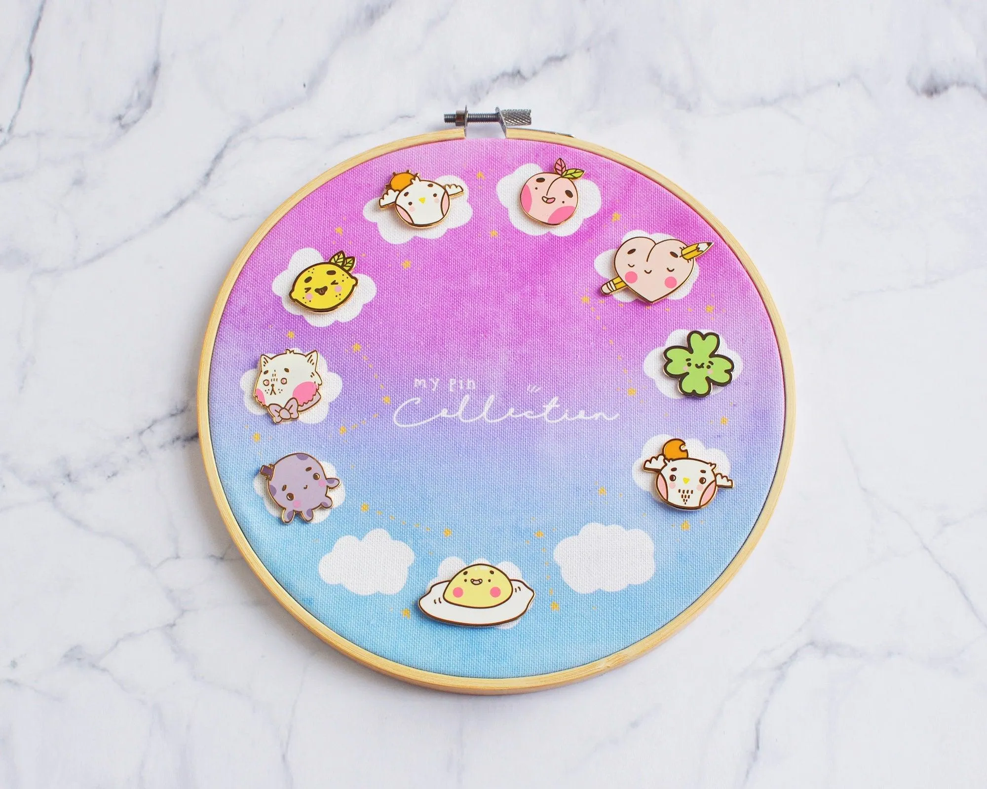 Cloud Enamel Pin Display Hoop | Custom Kawaii Pin Board | Dreamy Ombre Pin Holder | Personalised Pin Display