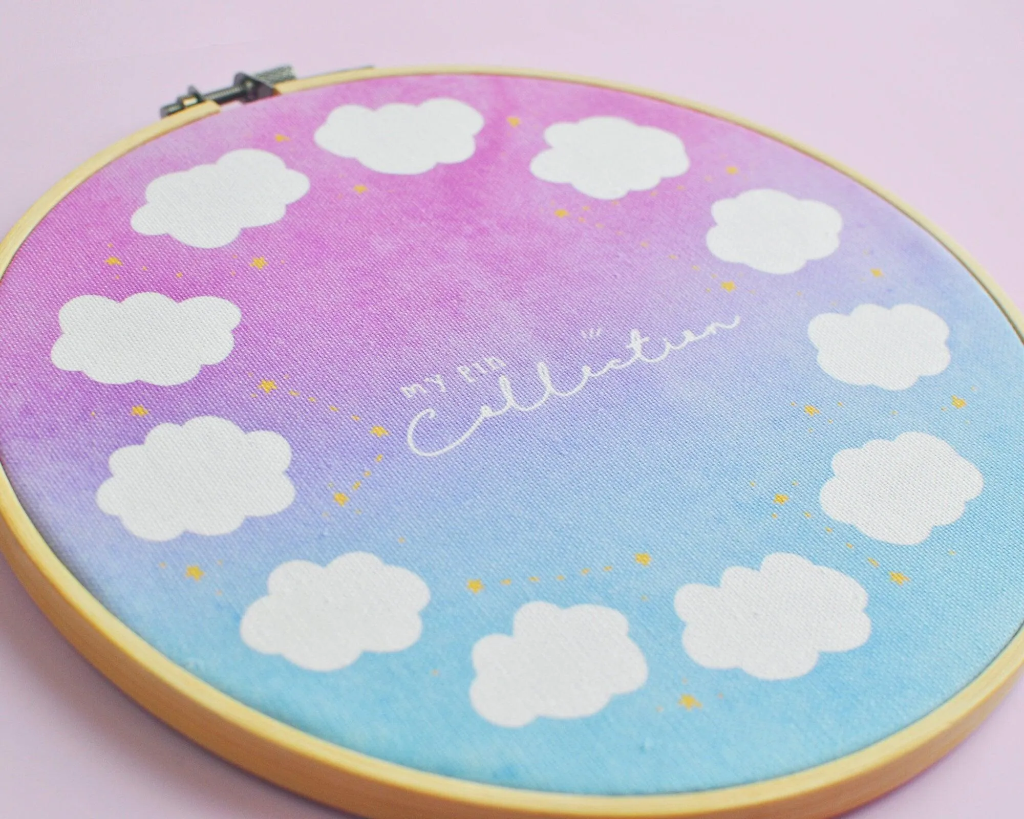 Cloud Enamel Pin Display Hoop | Custom Kawaii Pin Board | Dreamy Ombre Pin Holder | Personalised Pin Display