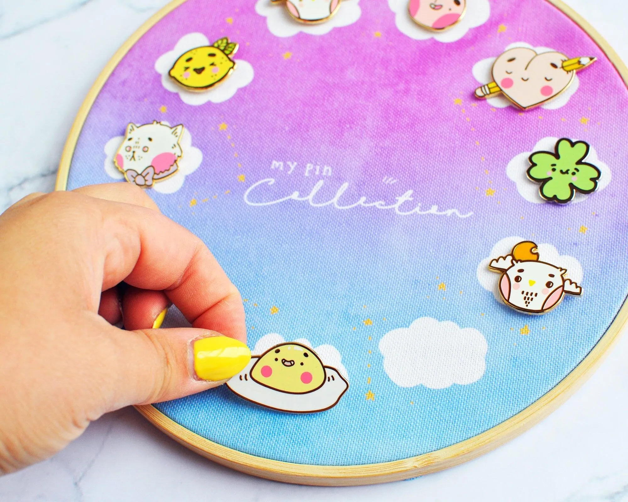 Cloud Enamel Pin Display Hoop | Custom Kawaii Pin Board | Dreamy Ombre Pin Holder | Personalised Pin Display