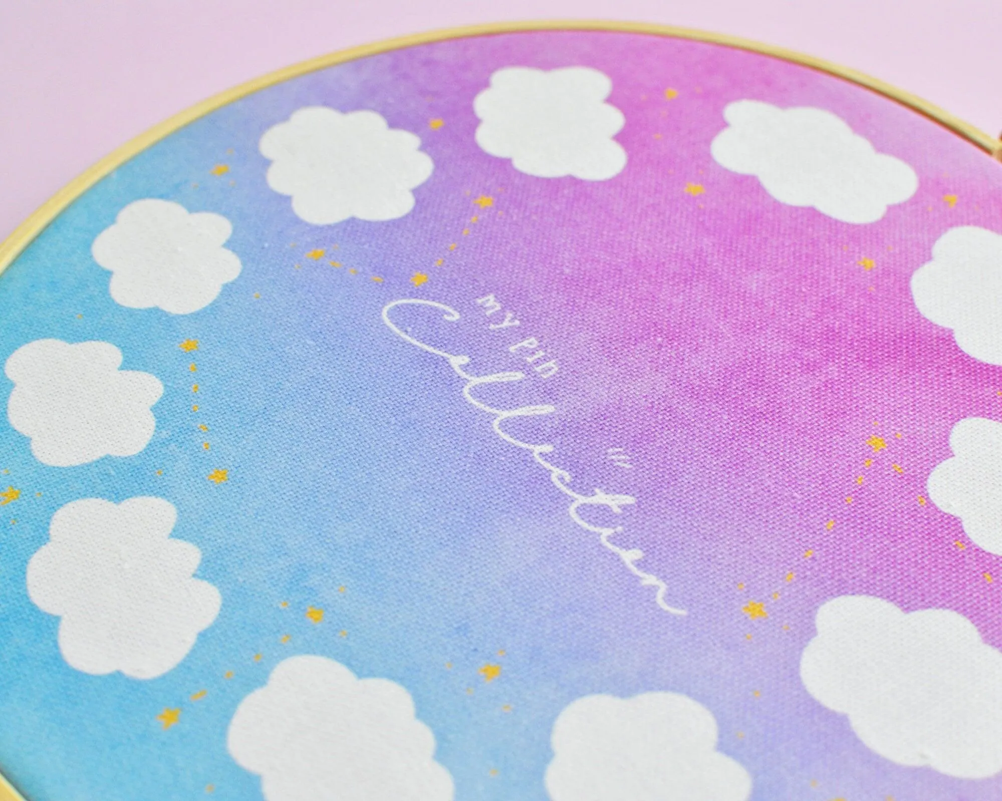 Cloud Enamel Pin Display Hoop | Custom Kawaii Pin Board | Dreamy Ombre Pin Holder | Personalised Pin Display
