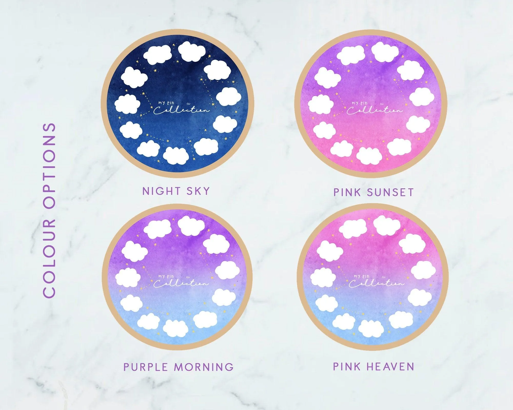 Cloud Enamel Pin Display Hoop | Custom Kawaii Pin Board | Dreamy Ombre Pin Holder | Personalised Pin Display