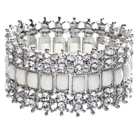 Crystal Stretch Cuff Vintage Fashion Bracelet White