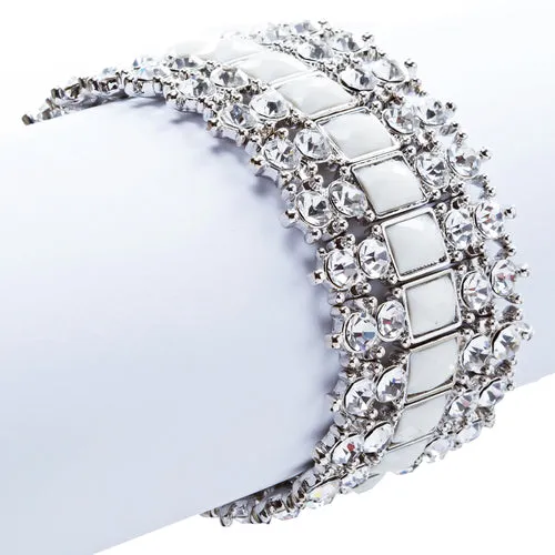Crystal Stretch Cuff Vintage Fashion Bracelet White