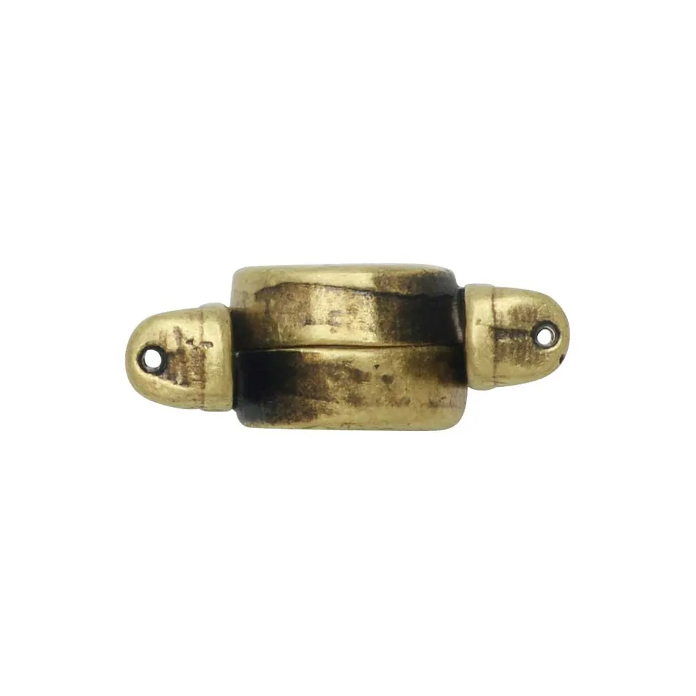 Cymbal Magnetic Clasps for SuperDuo Beads, Anteni, Round 15.5x17.5mm,  Antiqued Brass Plated (1 Set)