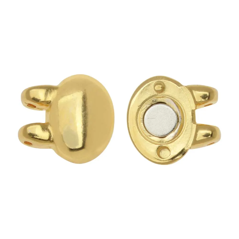 Cymbal Magnetic Clasps for SuperDuo Beads, Kypri, Oval 13x10mm, 24K Gold Plated (1 Set) (1 Set)