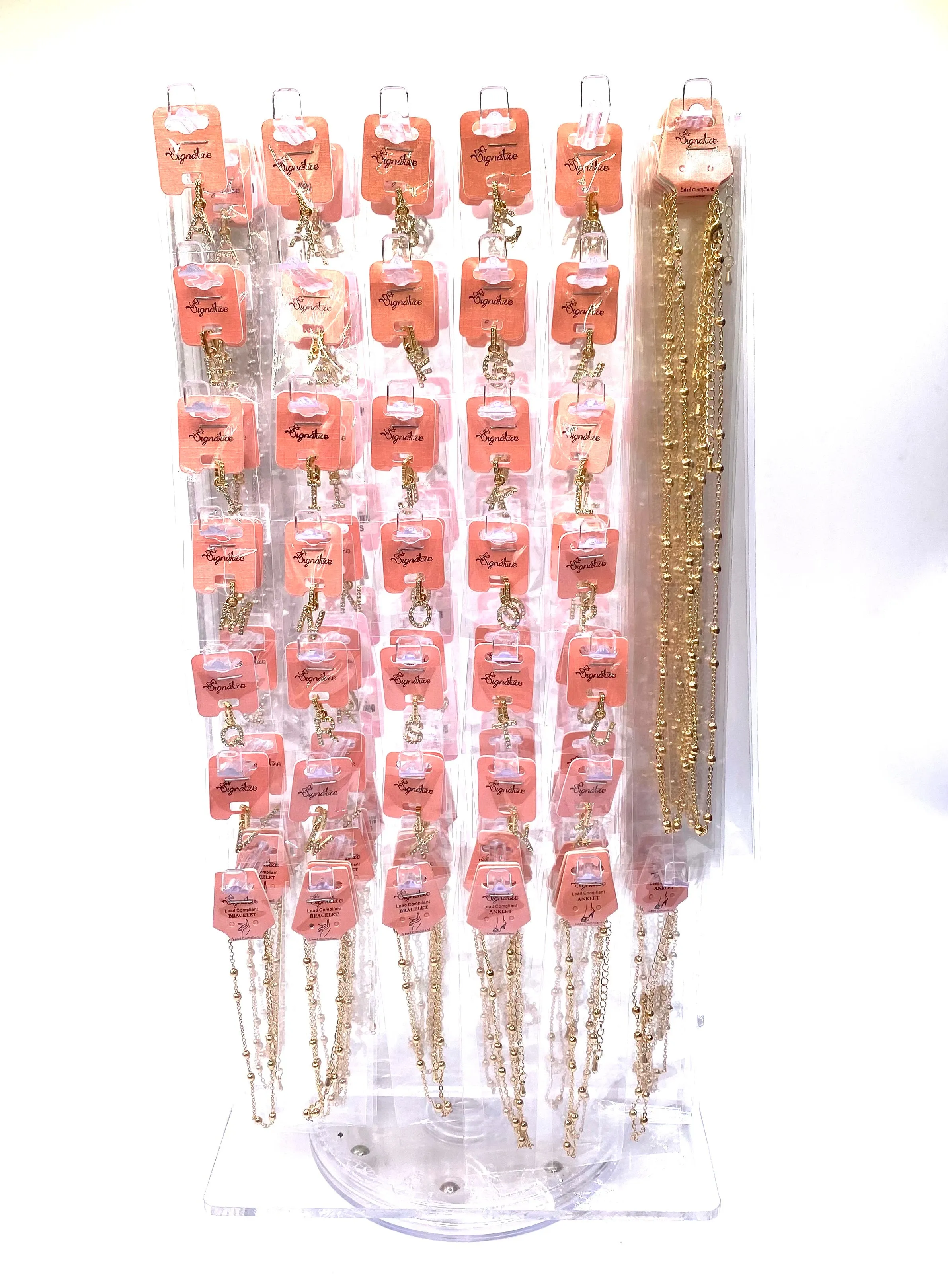 DISPLAY 132 piece Rhinestone Initial Letter Necklace Bracelet Anklet Gold Silver PICK UP ONLY