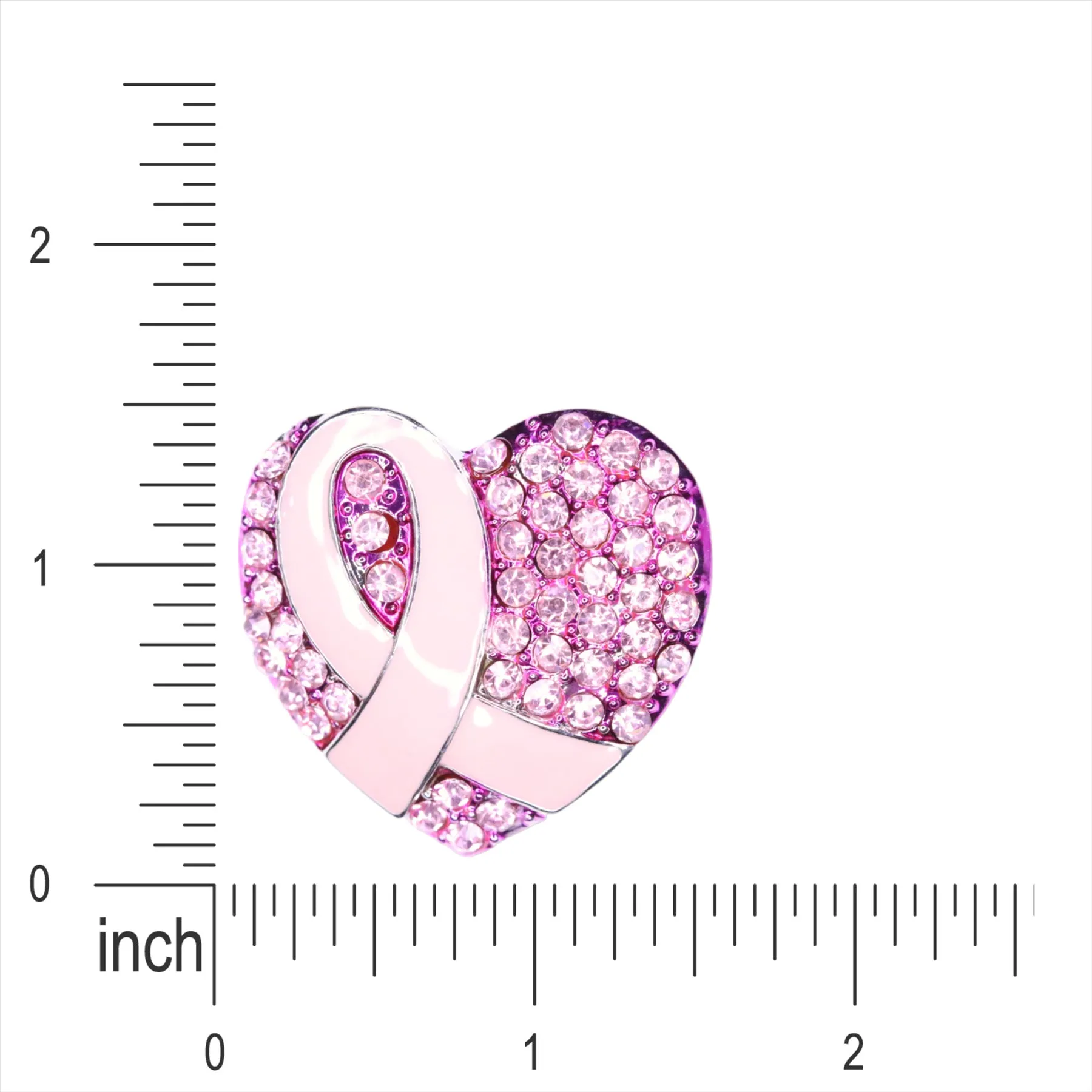 Elegance Breast Cancer Awareness Pink Ribbon Heart Brooch Pin BH212 Pink