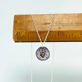 Enamel heart pendant - purple / green