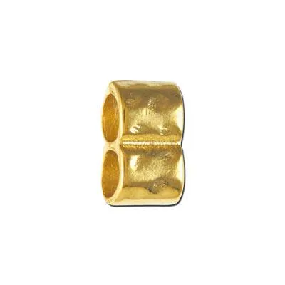Gold Double Hammered Slider Bead for 5mm Round Leather