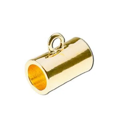 Gold Plated Tube Bead with Loop for 5mm Round Leather