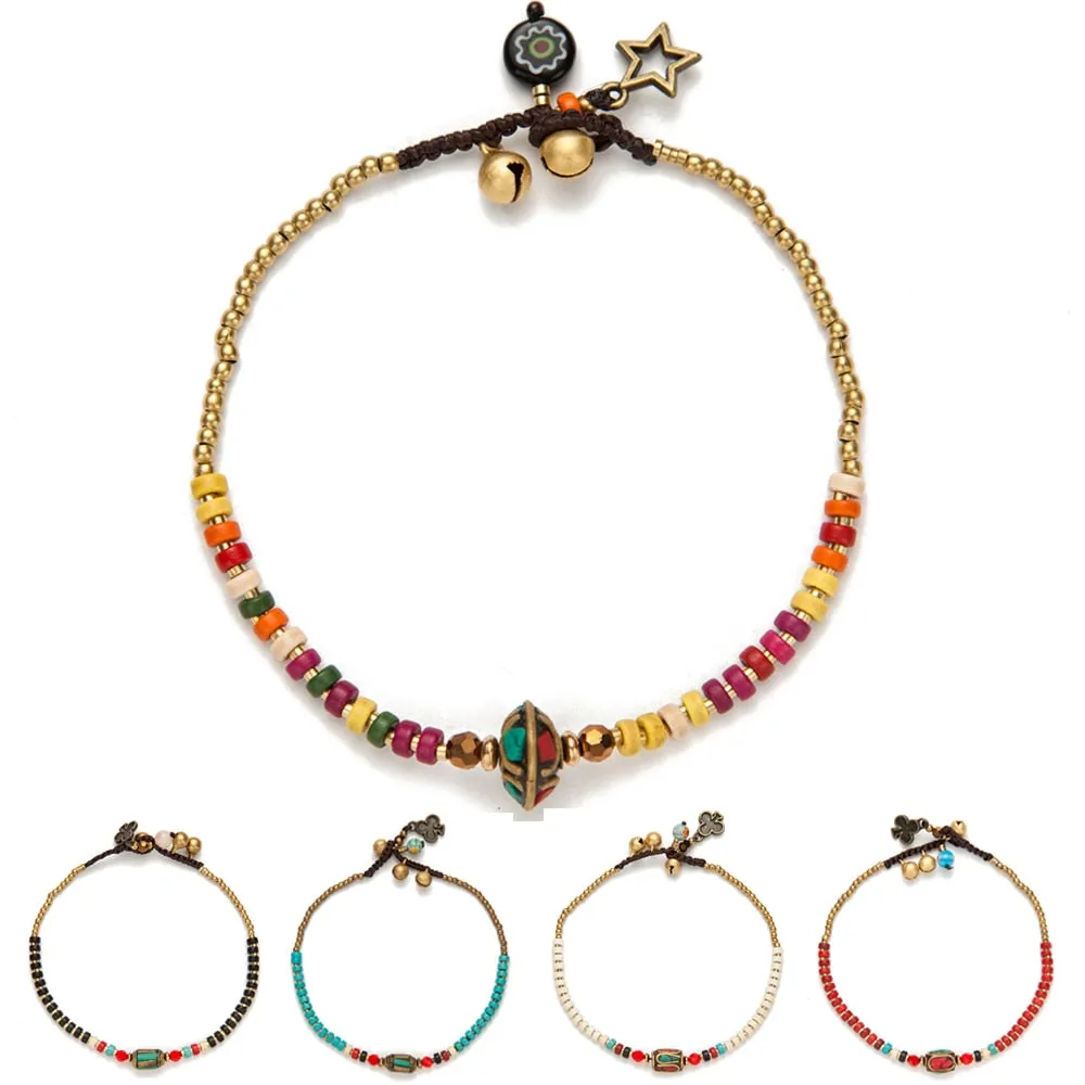 Handmade Tibetan Round Charm Leg Anklets For Women