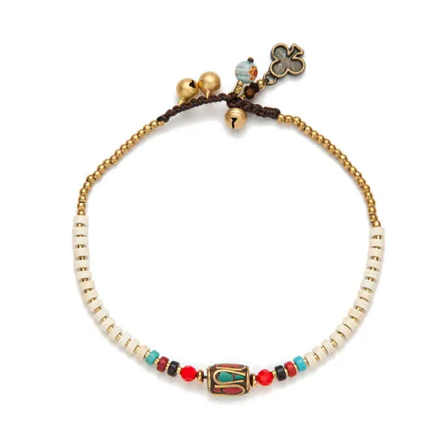 Handmade Tibetan Round Charm Leg Anklets For Women