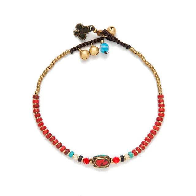 Handmade Tibetan Round Charm Leg Anklets For Women