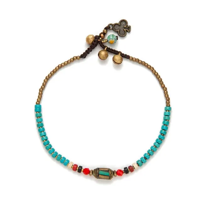 Handmade Tibetan Round Charm Leg Anklets For Women