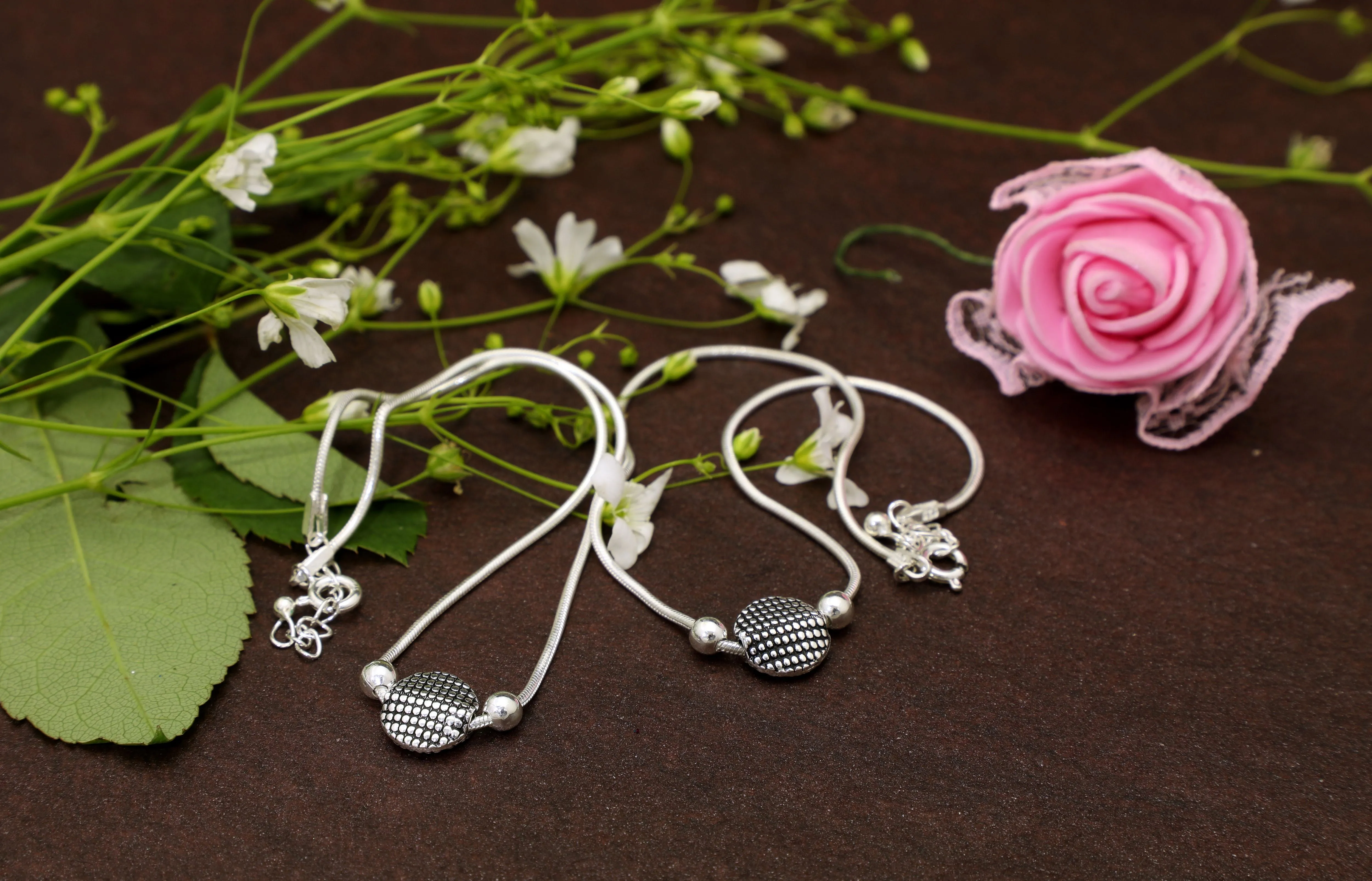 iJuels 925 Sterling Silver Italian Silver anklets/payal set For Girls/Women