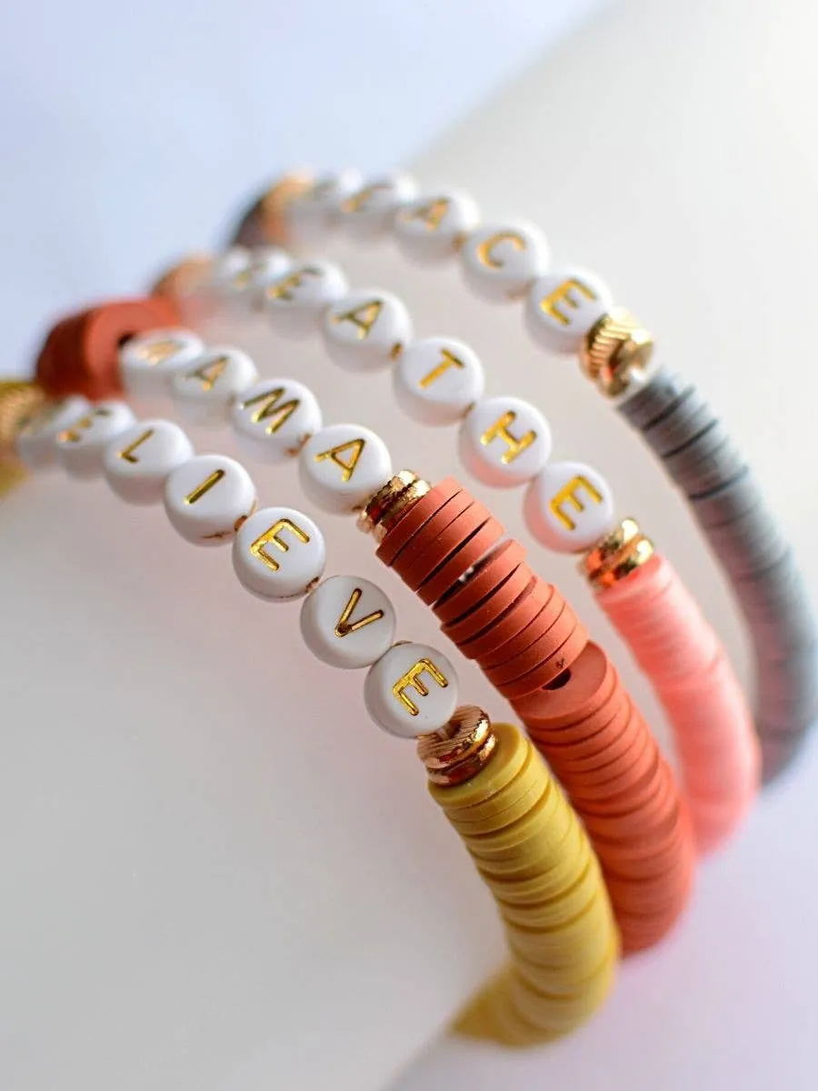 Inspirational stretch WORD BEAD bracelets