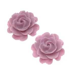Lucite Flower Cabochons Blooming Rose Matte Lt Purple 23mm (2 pcs)