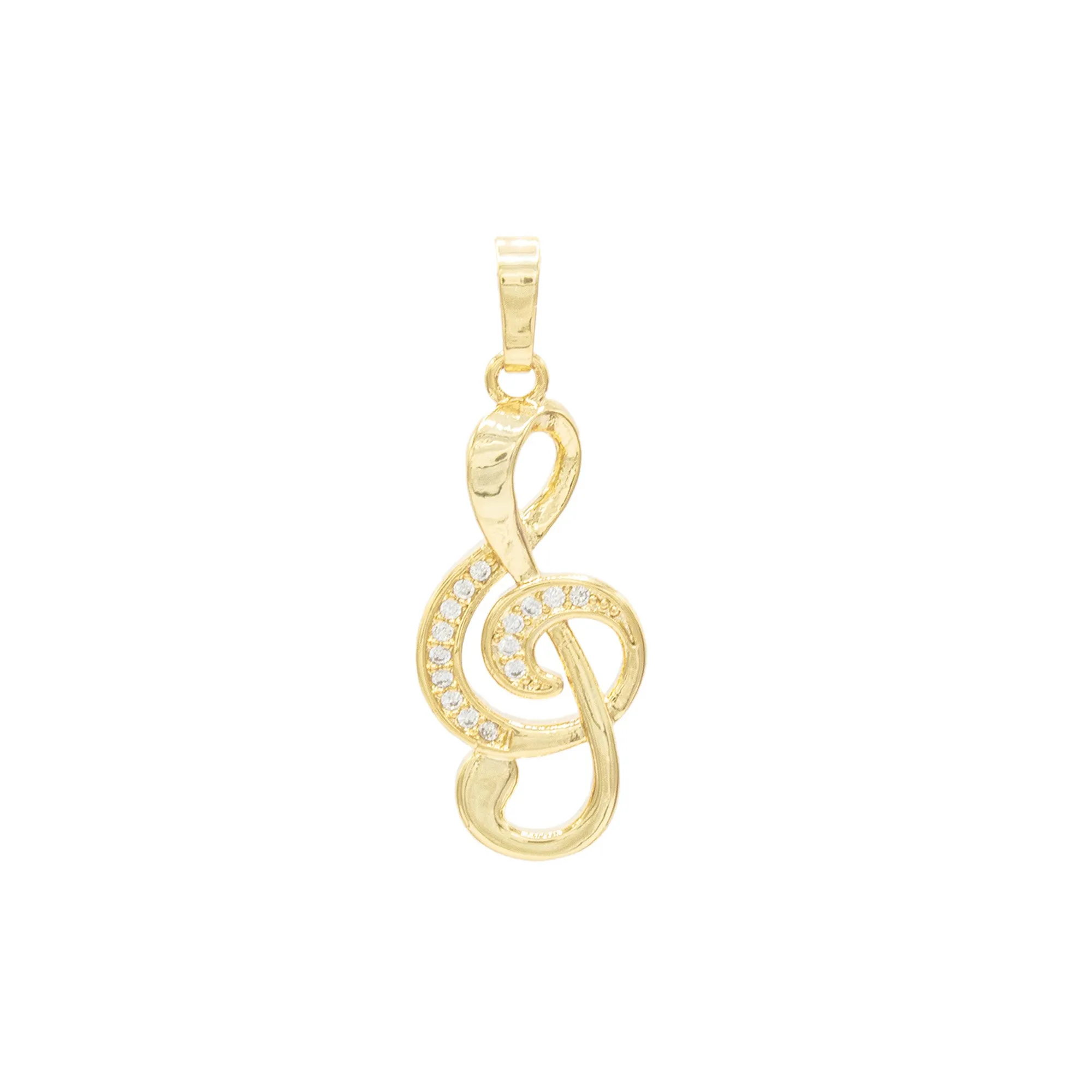 Music Note Pendant 14K Gold Filled Cubic Zirconia Anklet 10" Set 2.5 mm Women Jewelry