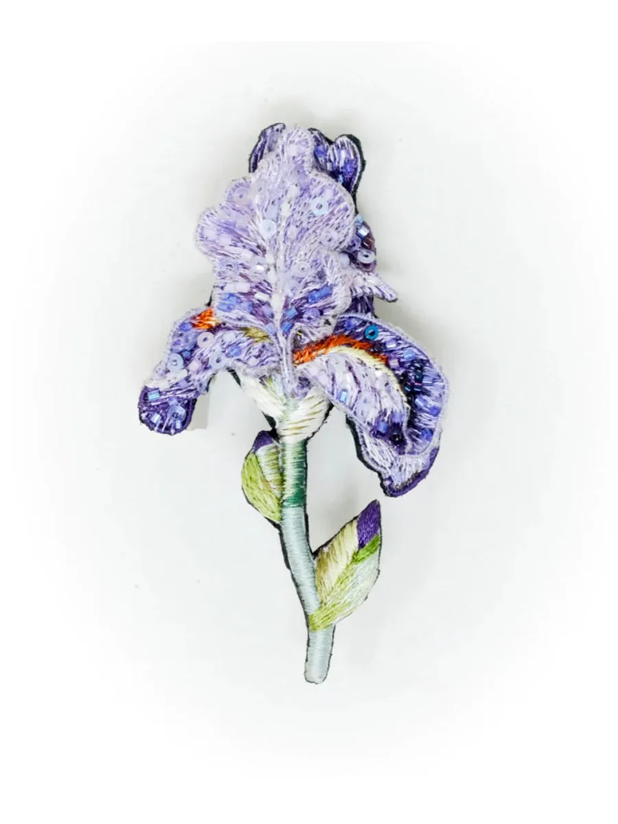 Purple Bearded Iris Brooch Pin