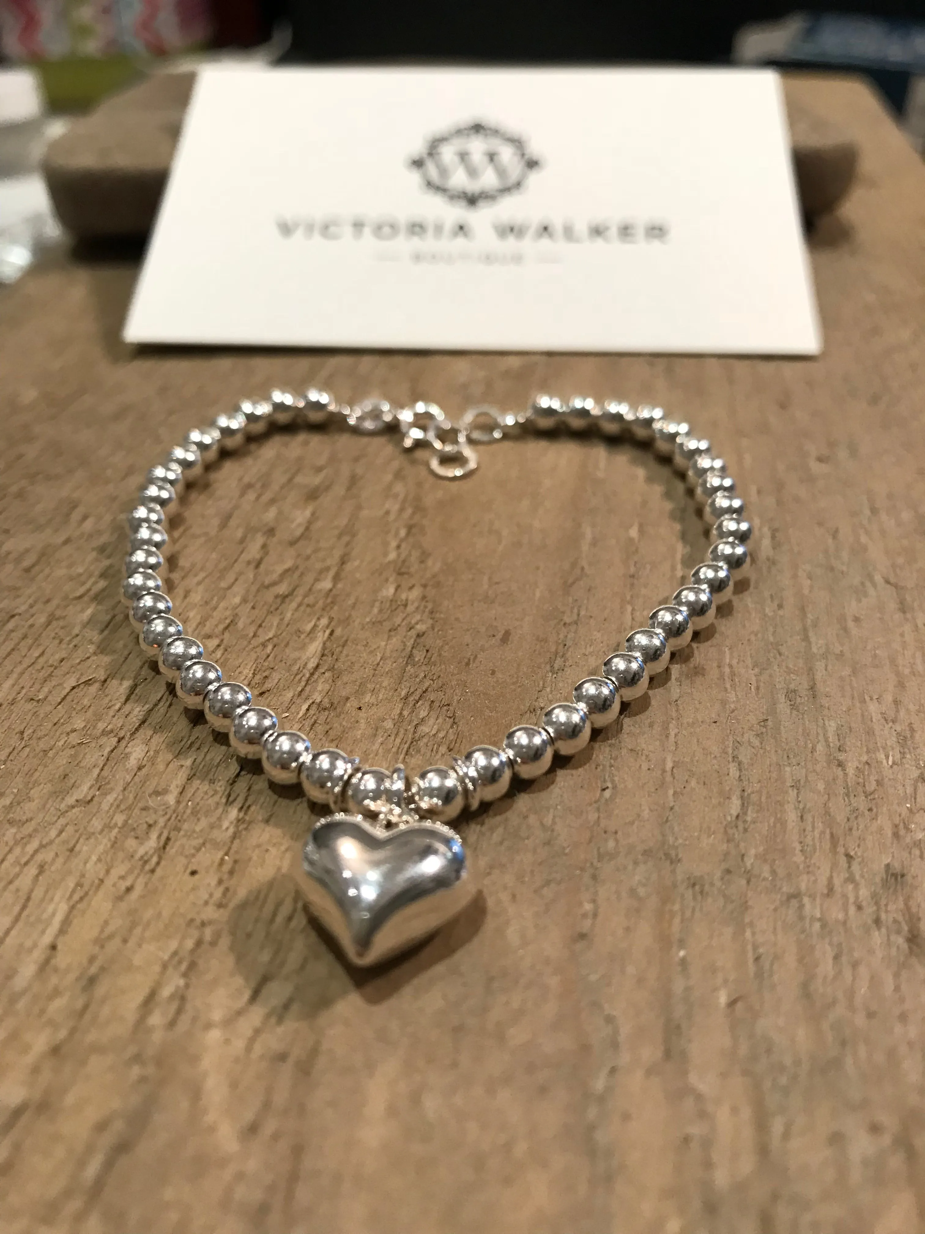 Silver heart charm bracelet