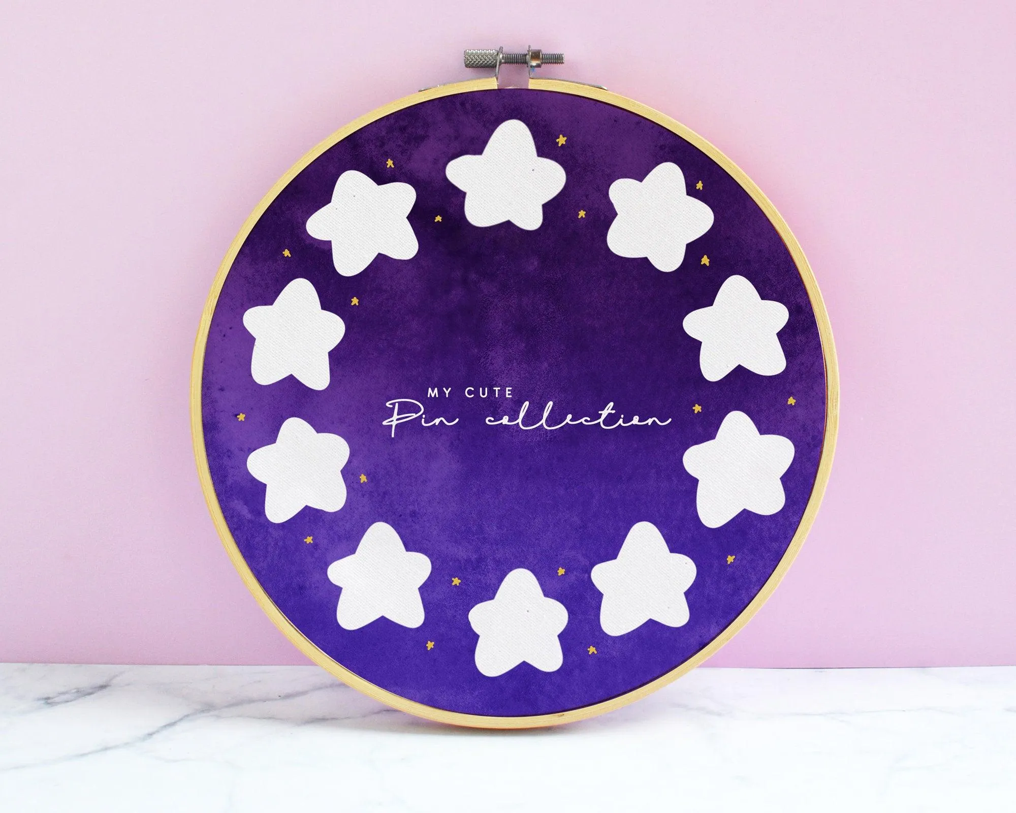 Star Enamel Pin Display Hoop | Custom Kawaii Pin Board | Pastel Pin Holder | Personalised Pin Display